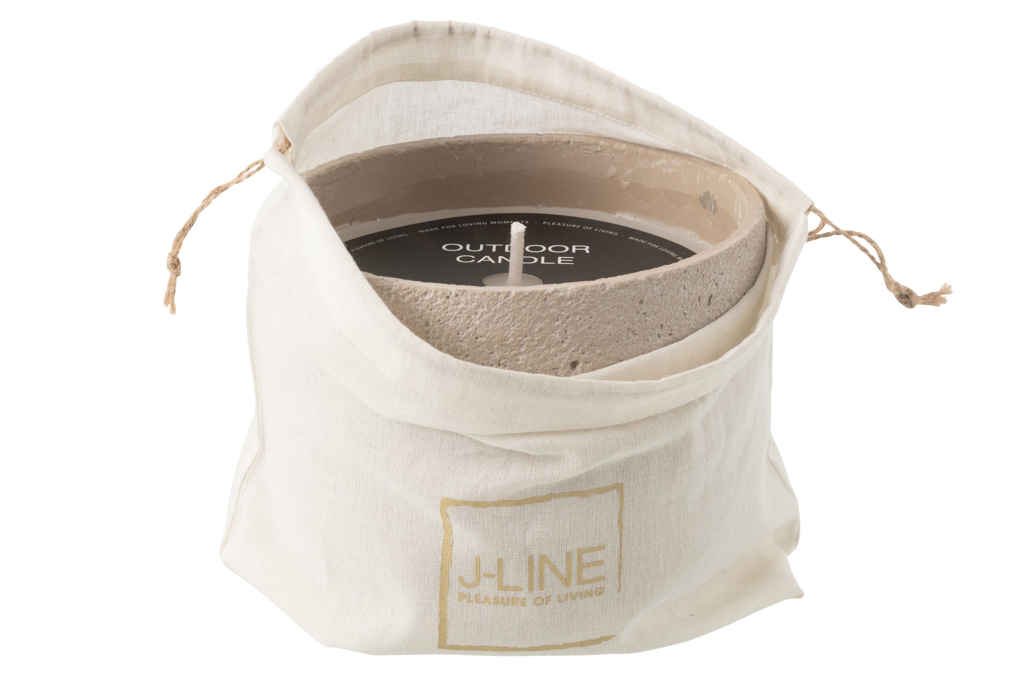 Buitenkaars 47h Rond Paraffine Lichtbeige Large J-Line