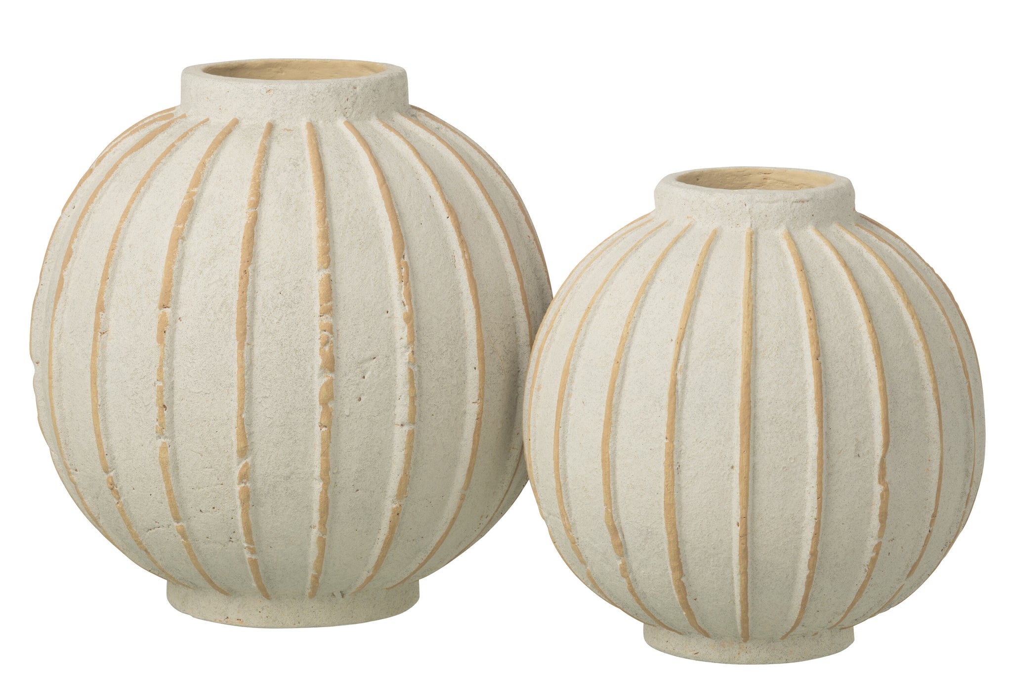 Vaas Bal Gestreept Terracotta Gebroken Wit/Beige Large J-Line