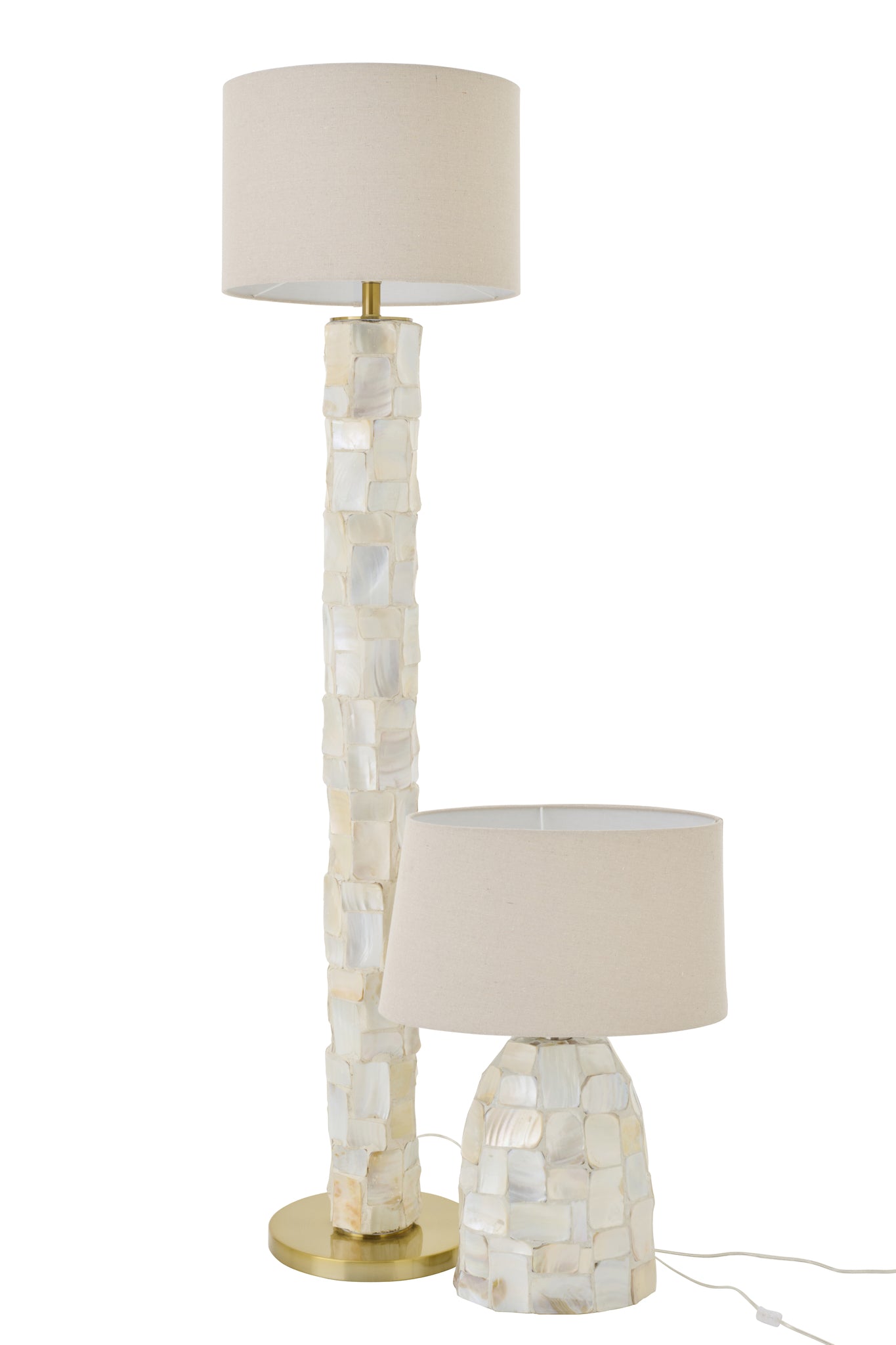 Staanlamp Pareleffect Schelp Gebroken Wit/Lichtbeige J-Line