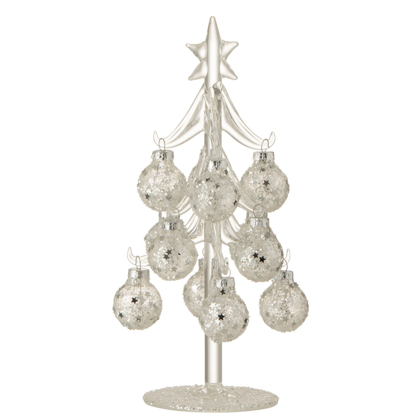 Boom Met Ballen Sterretjes Glas Zilver Small J-Line