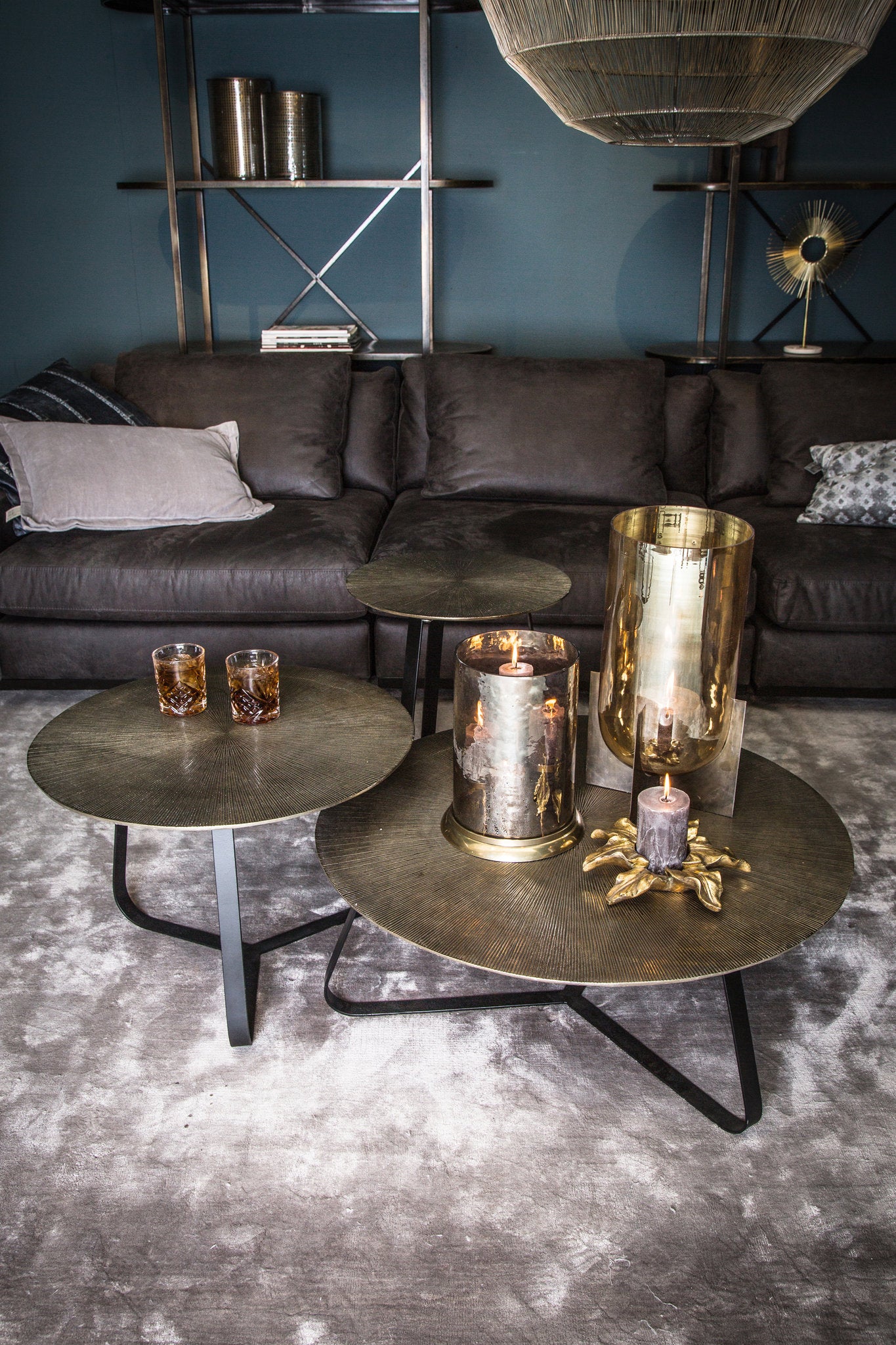 Kae Gold Alu Black Iron Round Coffee Table M PTMD