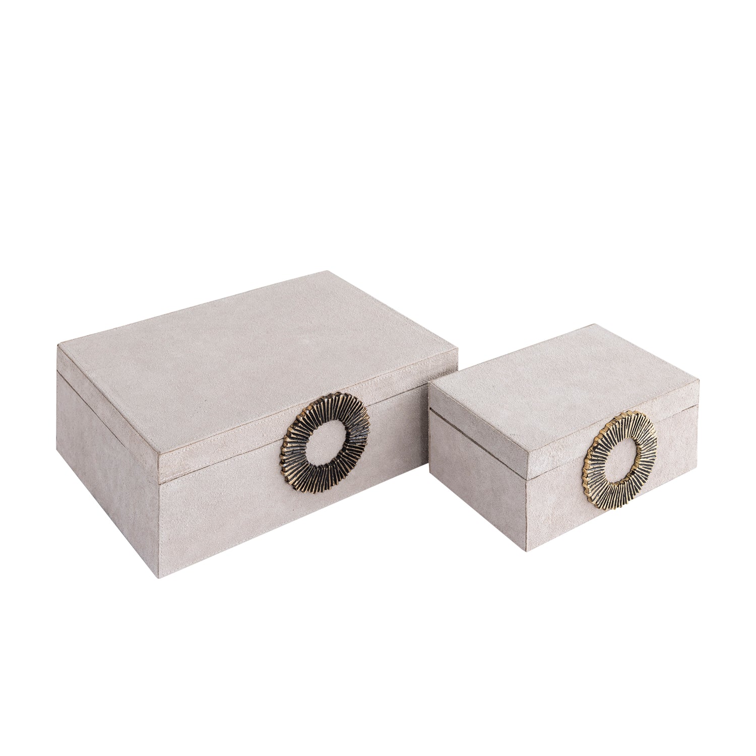 Hazael Beige Suede Box Golden Handle Set van 2 PTMD