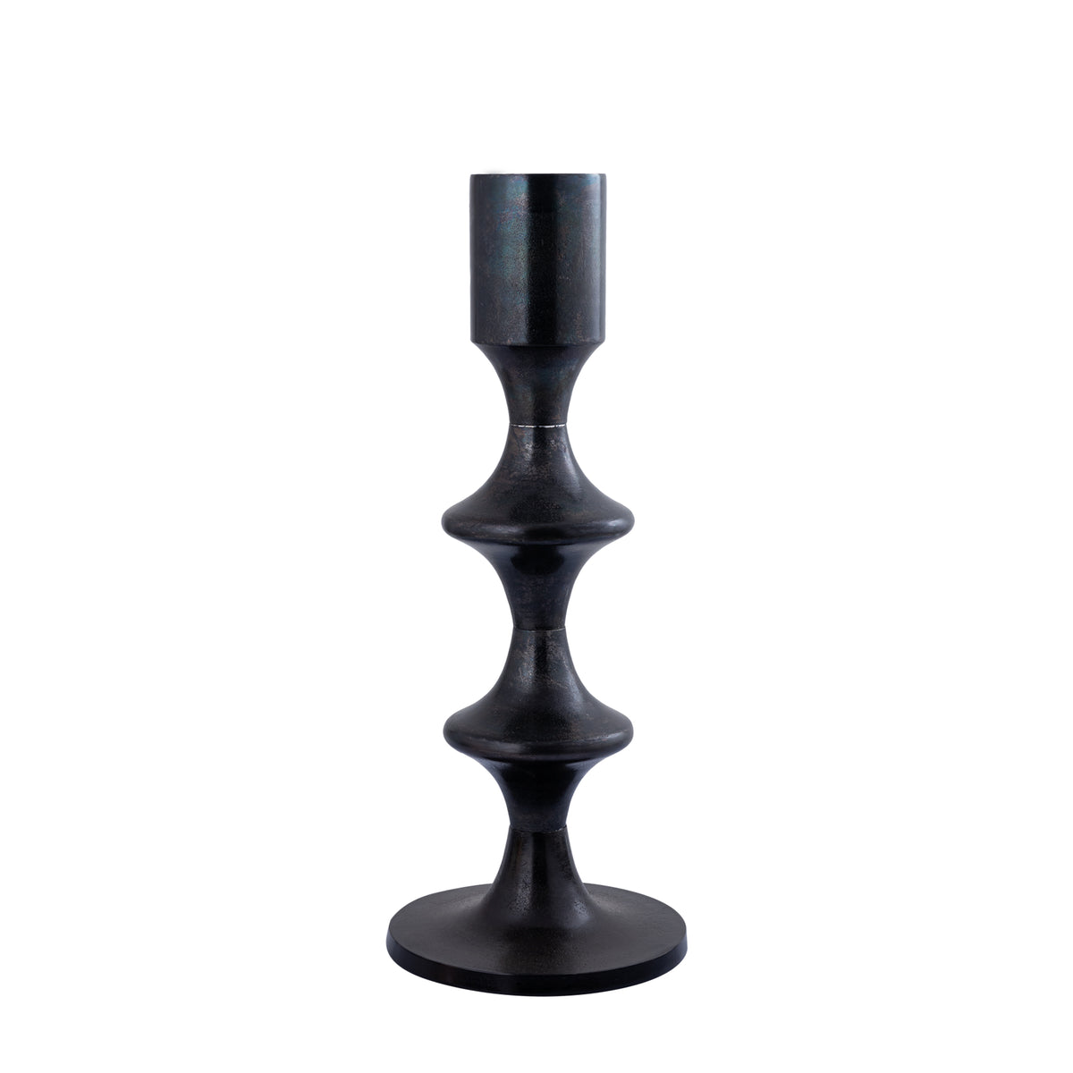Taika Black Alu-Rundkerze Tabs niedrig H73cm PTMD