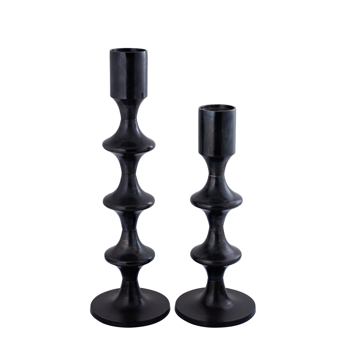 Taika Black Alu-Rundkerze Tabs niedrig H73cm PTMD