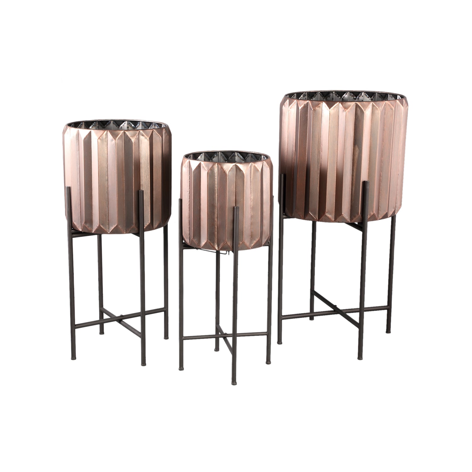 Eleyza Copper Rond Iron Pot Op Metaal Base L Dia37.0 x H74cm PTMD