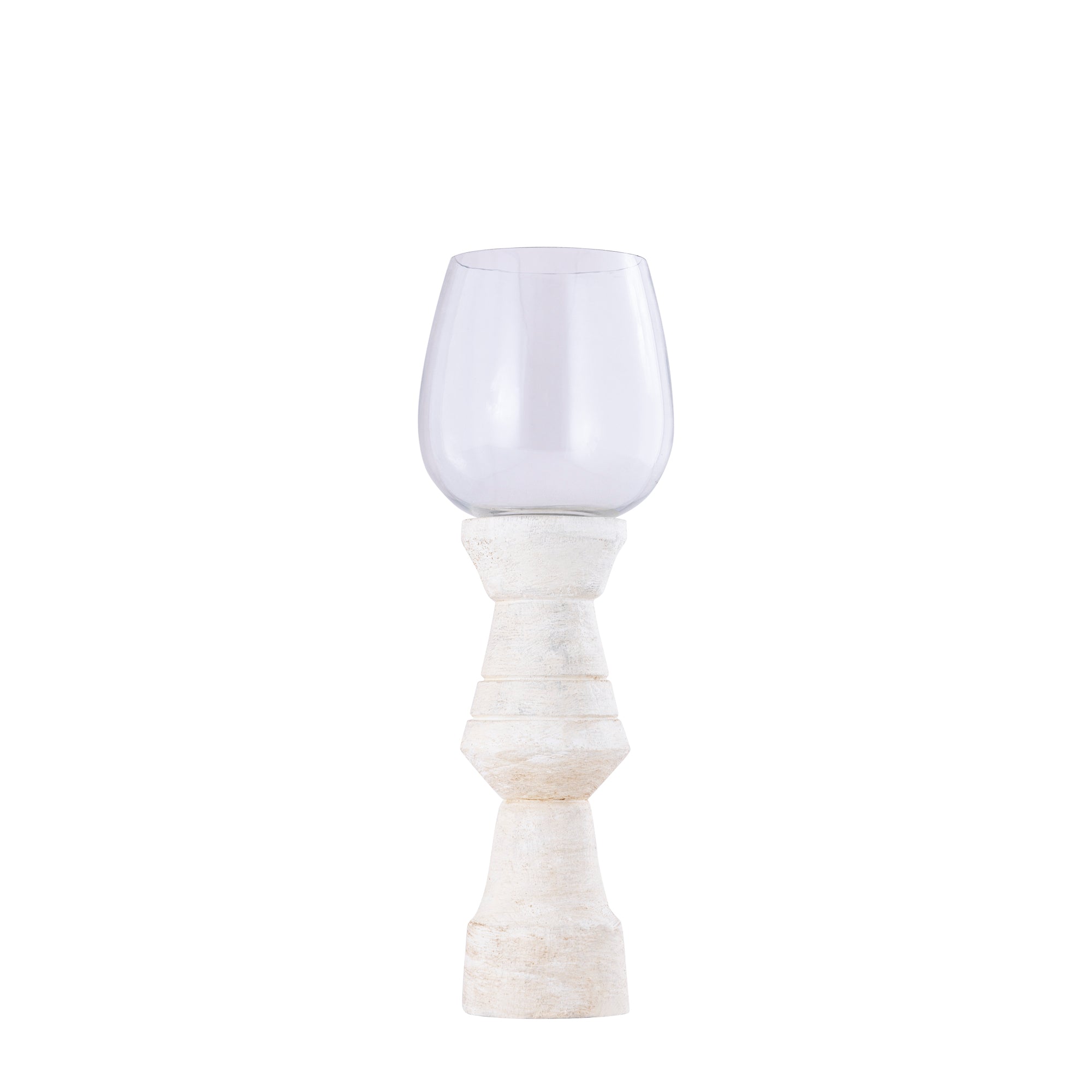 Windlicht Qez Mangohout Crème Bundel van 3 PTMD