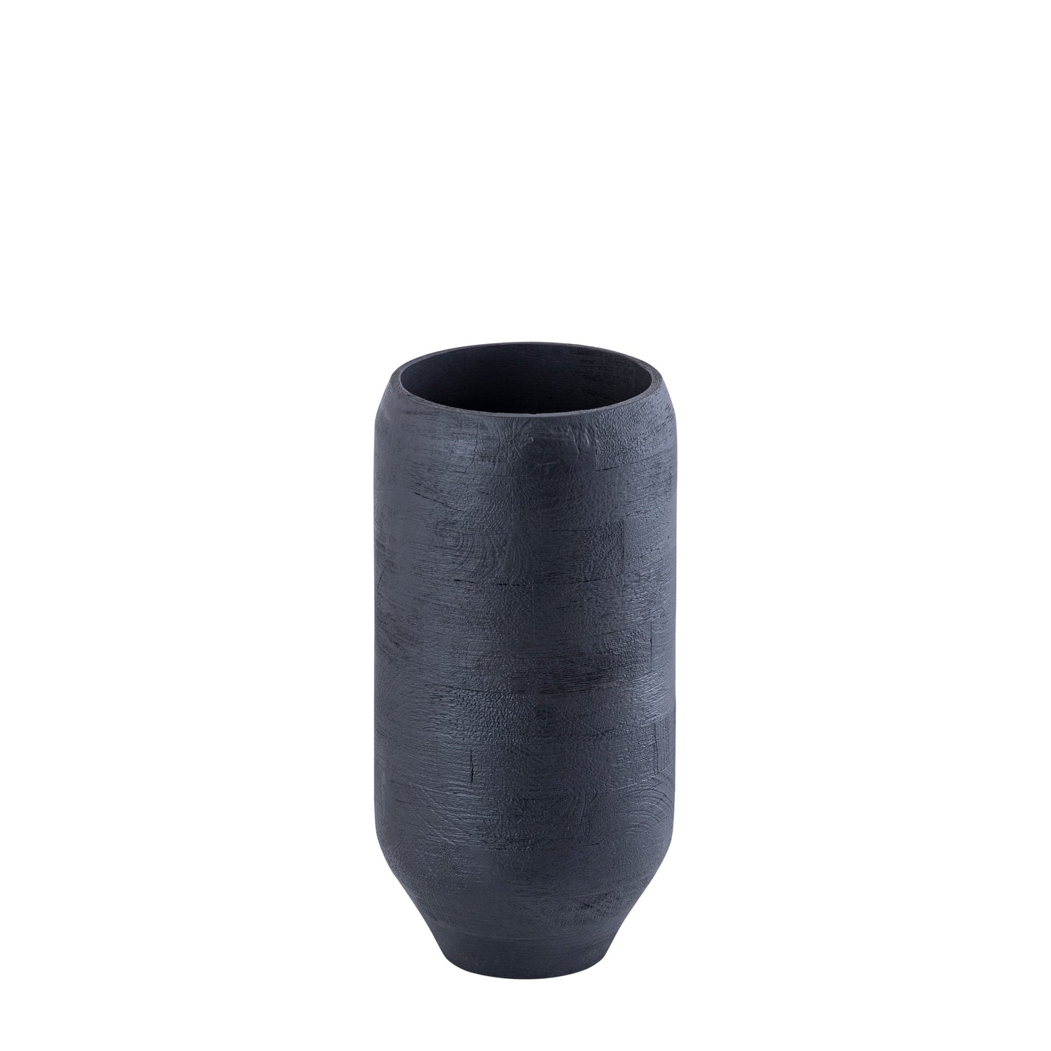 Gerd Black Mango Wood Pot Rounded Border S Dia20xH40cm PTMD