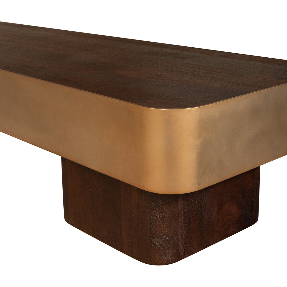 Warren Couchtisch Braunes Holz mit Gold-Metall PTMD