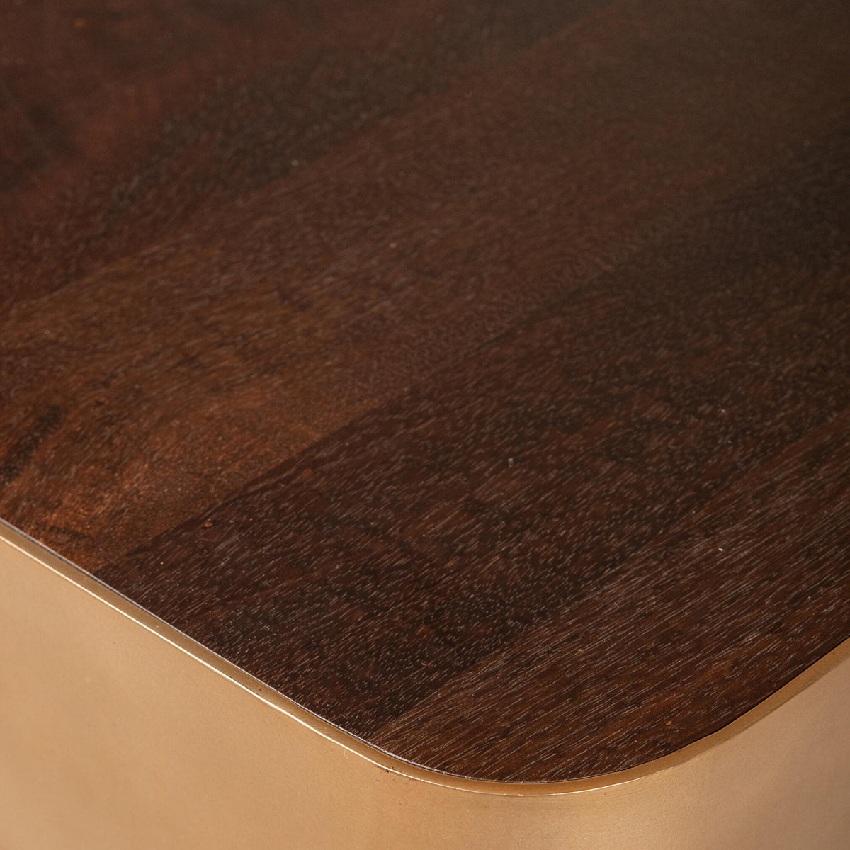 Warren Couchtisch Braunes Holz mit Gold-Metall PTMD