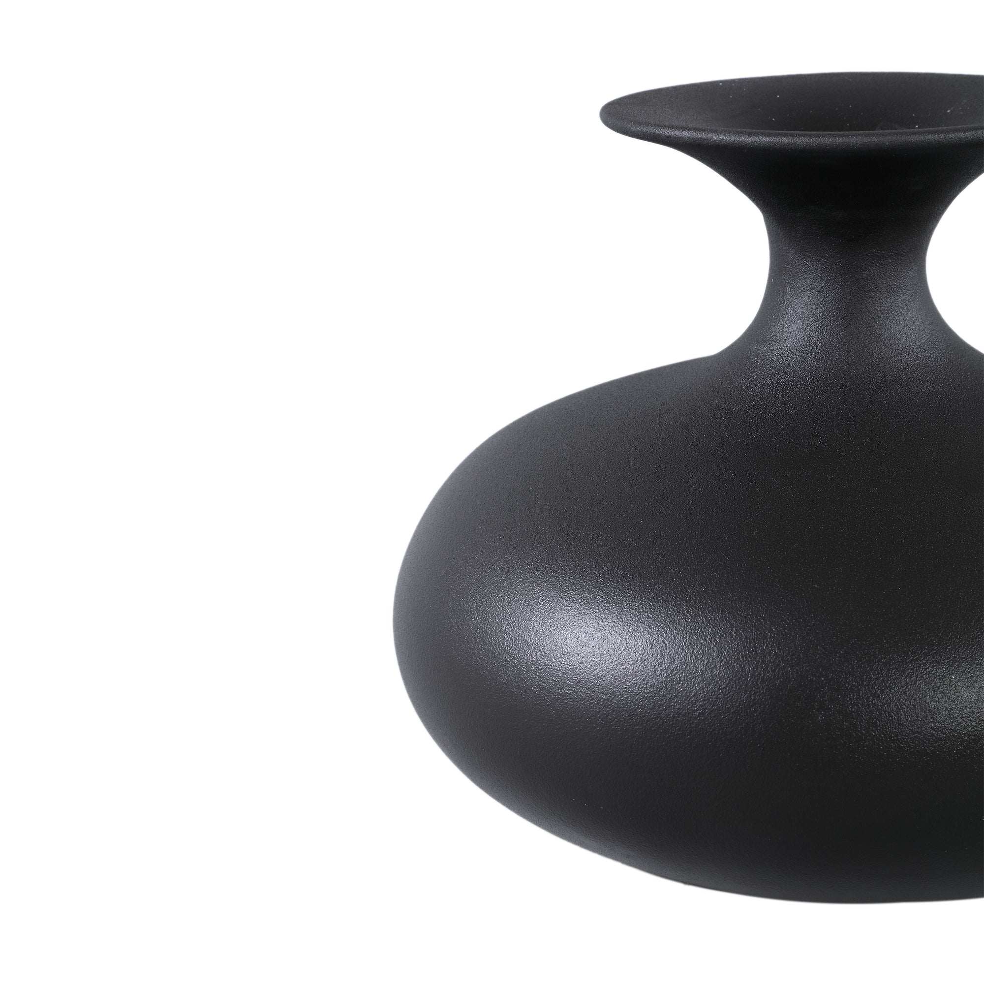 Lyndsay Black Round Shaped Ceramic Pot Bulb High PTMD