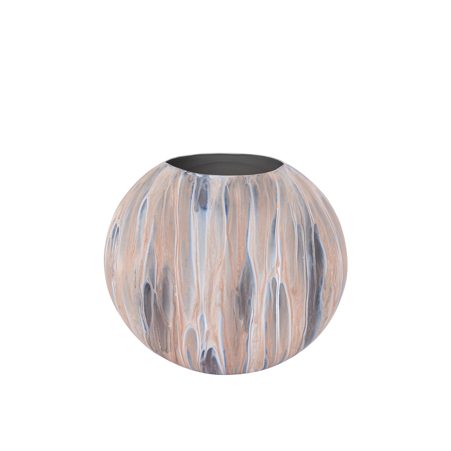 Meriko Brown Oval Iron Pot Matt Enamel Finish S 40x14x35cm PTMD