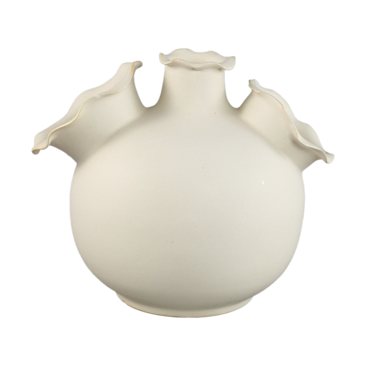 Vaas Umme Creme Rond Glanzend Keramiek Wavy Rand Large PTMD