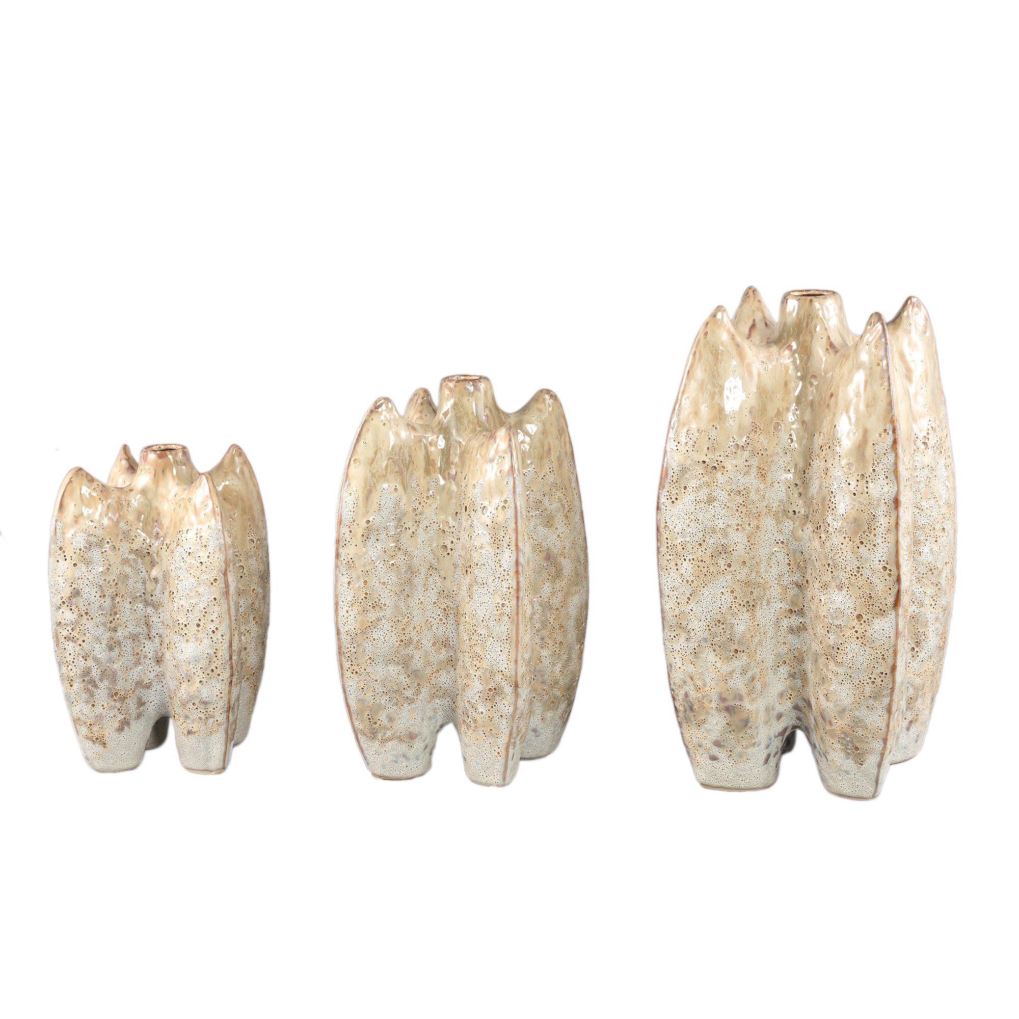 Shareece Cream Ceramic Shaped Vase Large Dia19.5 x H36cm PTMD