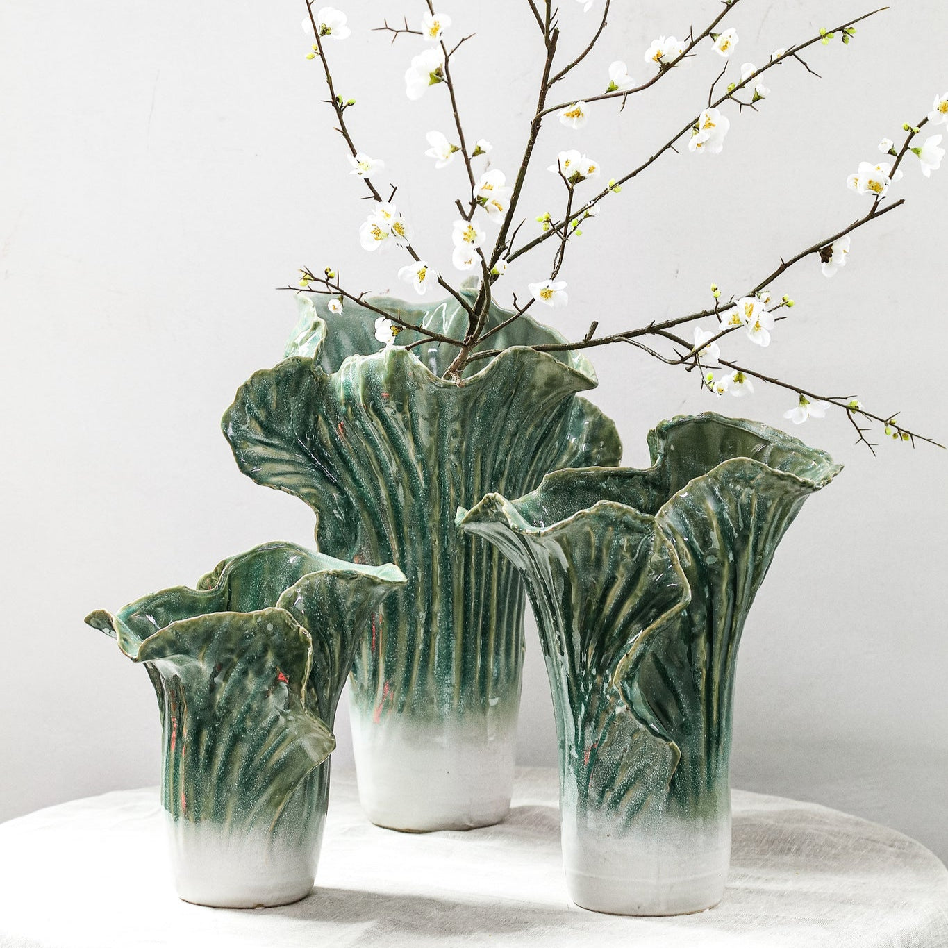 Chinese Kool Vaas Swing Groen Keramiek Large PTMD