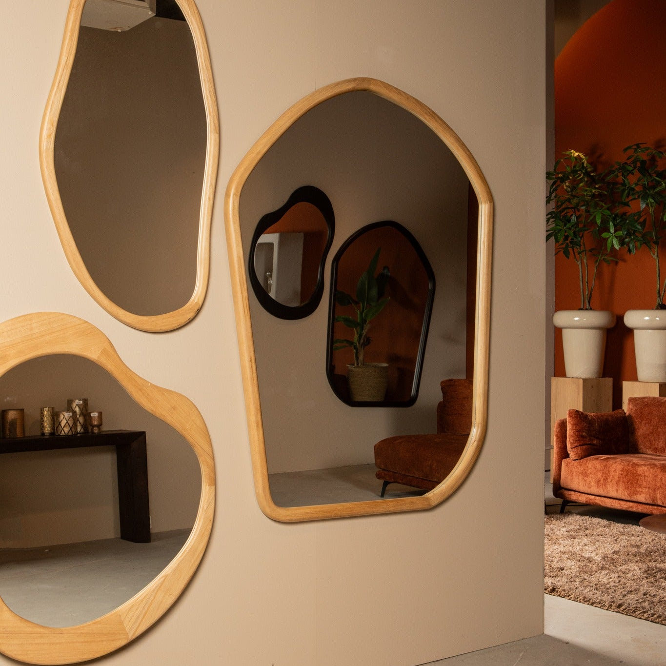 Spiegel Denholm Natural Solid Wood Big Organic 120x4x172cm PTMD