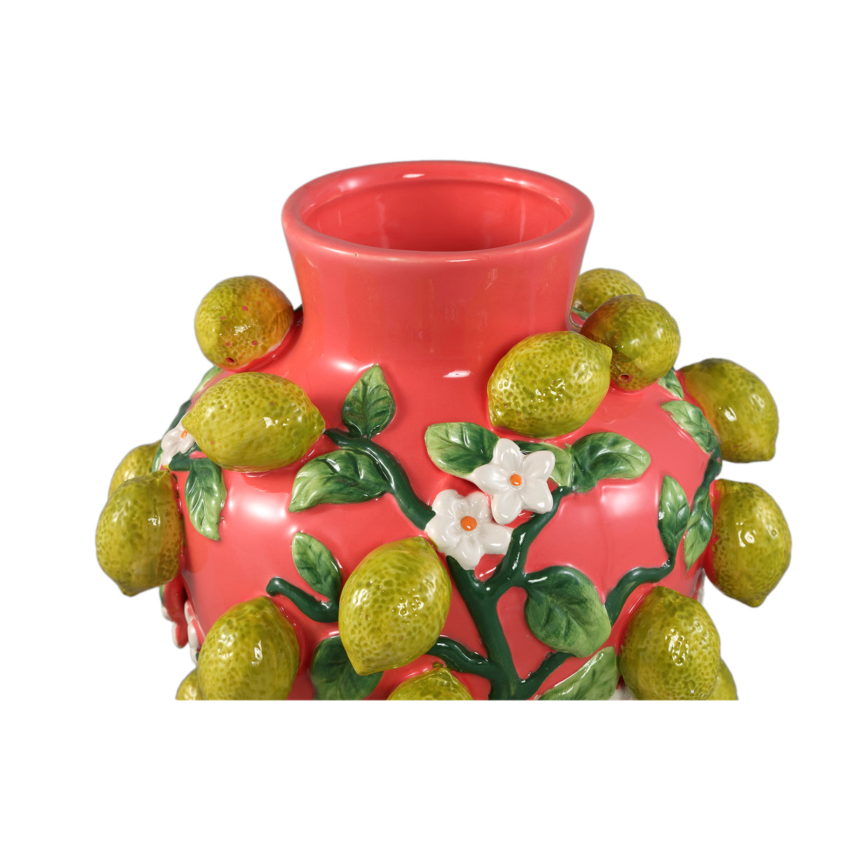 Stacy Pink Ceramic Jar Vase With Lemons On Twig PTMD