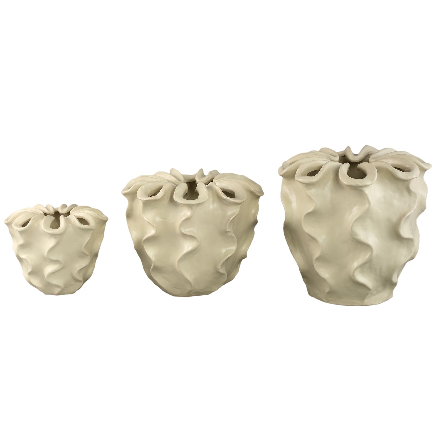 Vaas Rudie Creme Matt Keramiek With Wavy Print S Dia23xH20cm PTMD