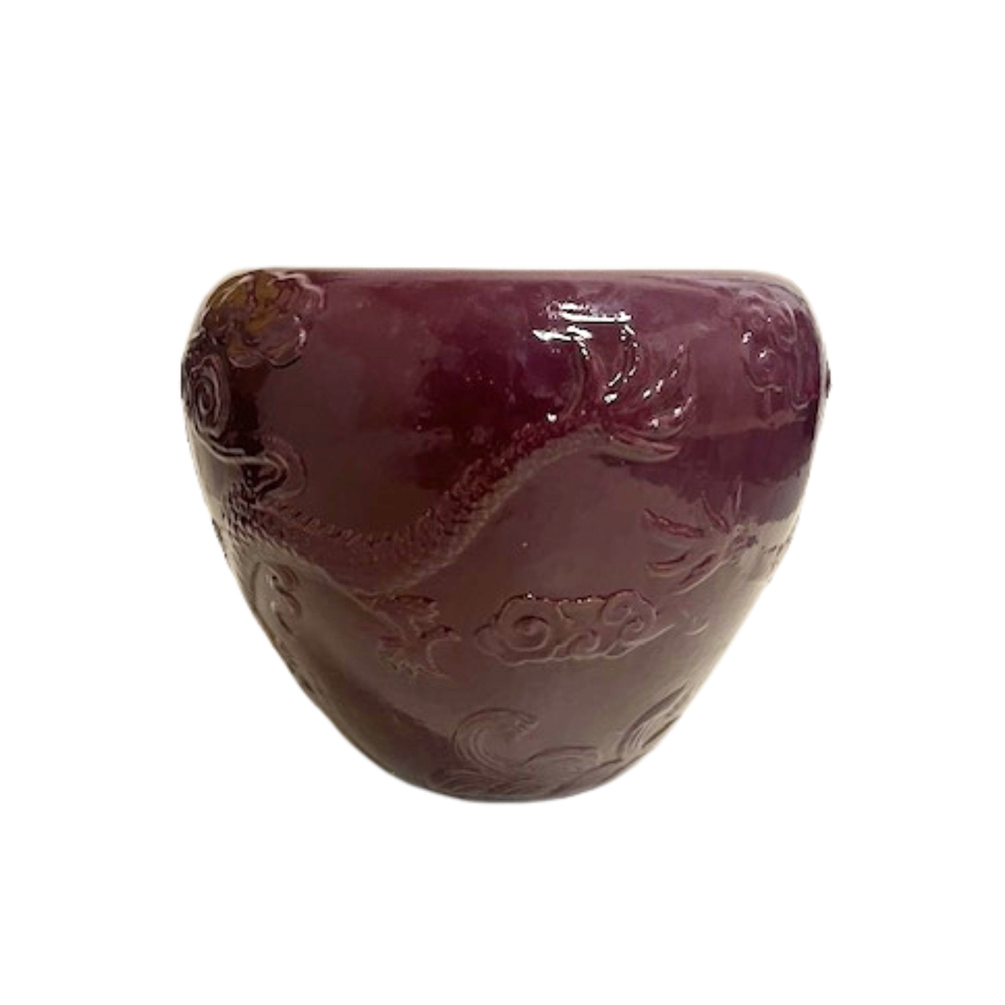 Terron Purple Glazed Round Ceramic Pot Dragon PTMD