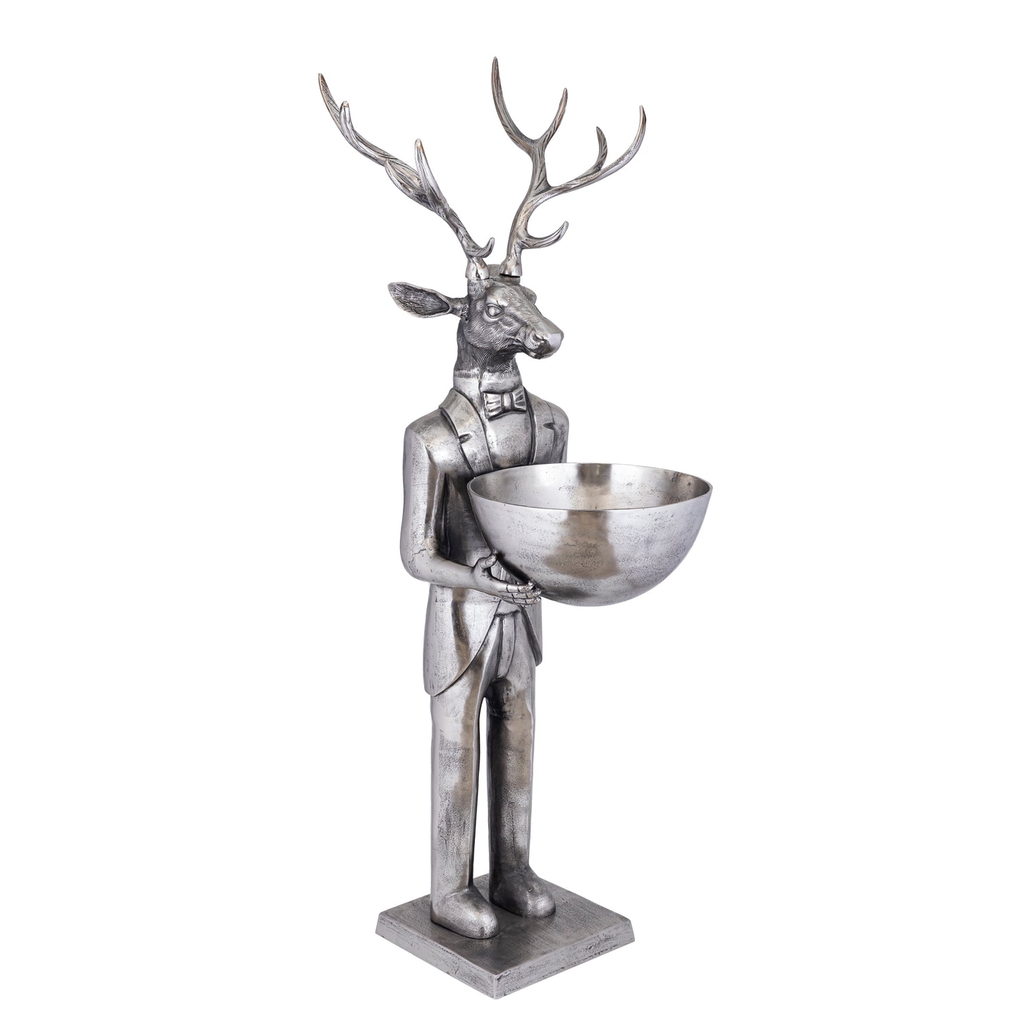 Rendier Beeld met Schaal Gun Metal 192cm Large PTMD