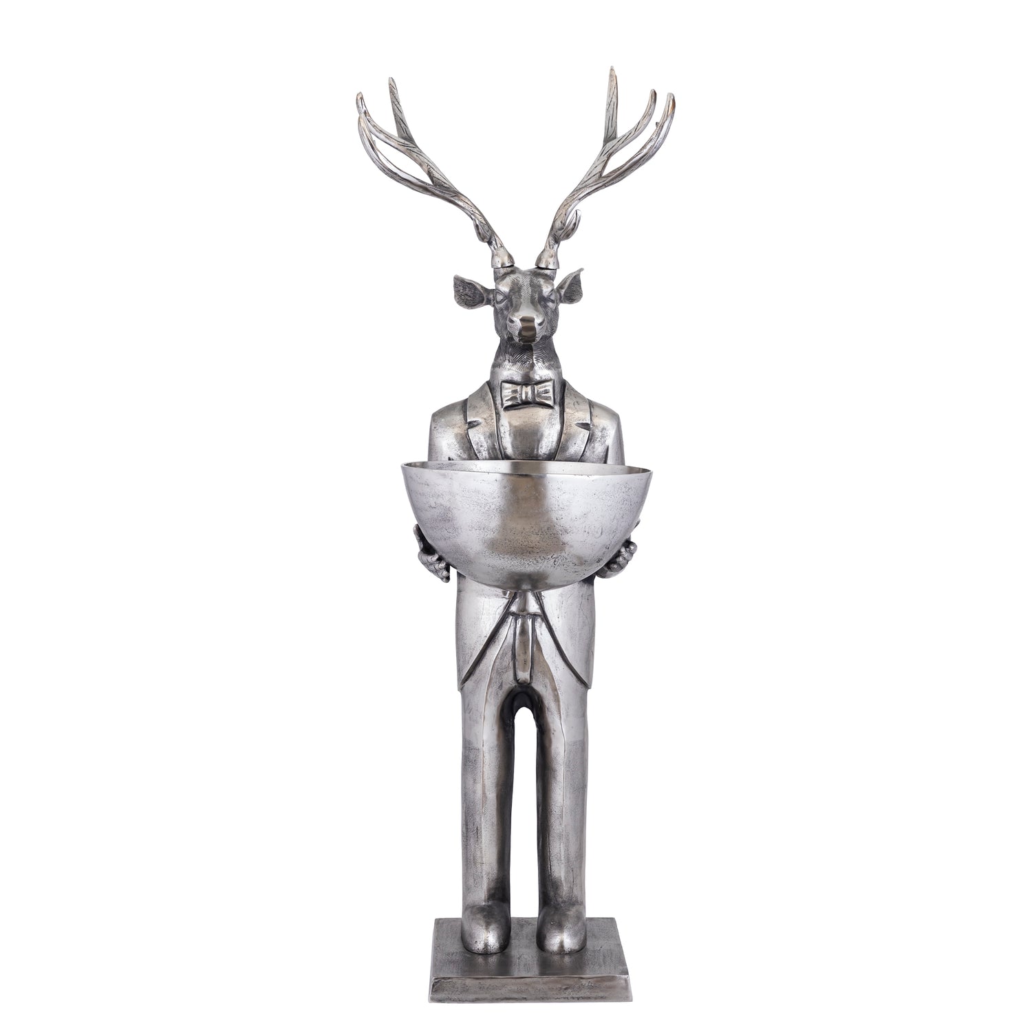 Rendier Beeld met Schaal Gun Metal 192cm Large PTMD