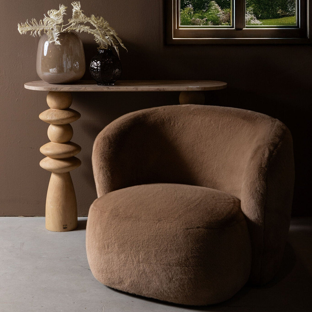 Clubsessel Aphrodite Mocca Fur PTMD