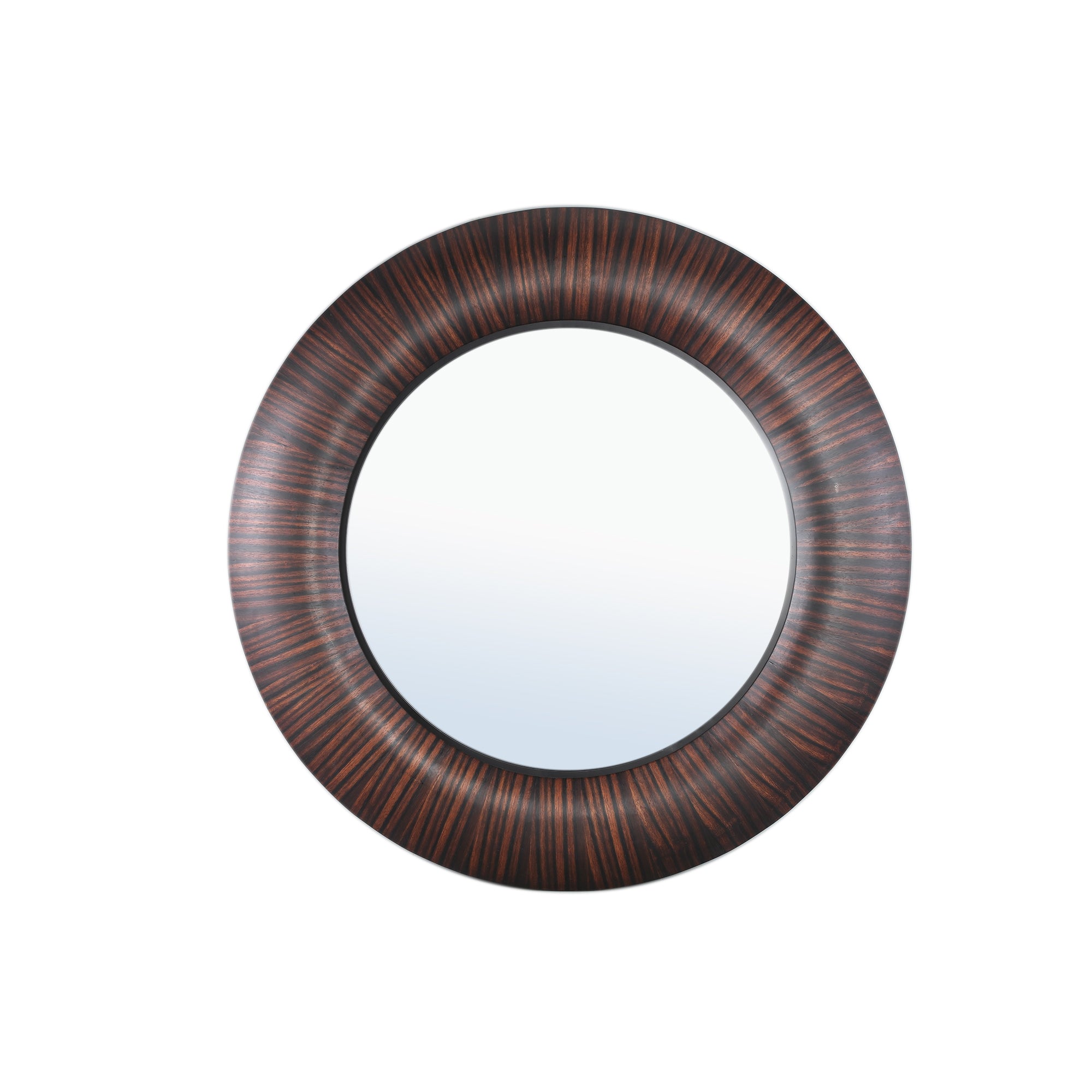 Gezzy Brown Wooden Mirror Thick Frame Round 110.5 x 5.5 x 110.5cm PTMD