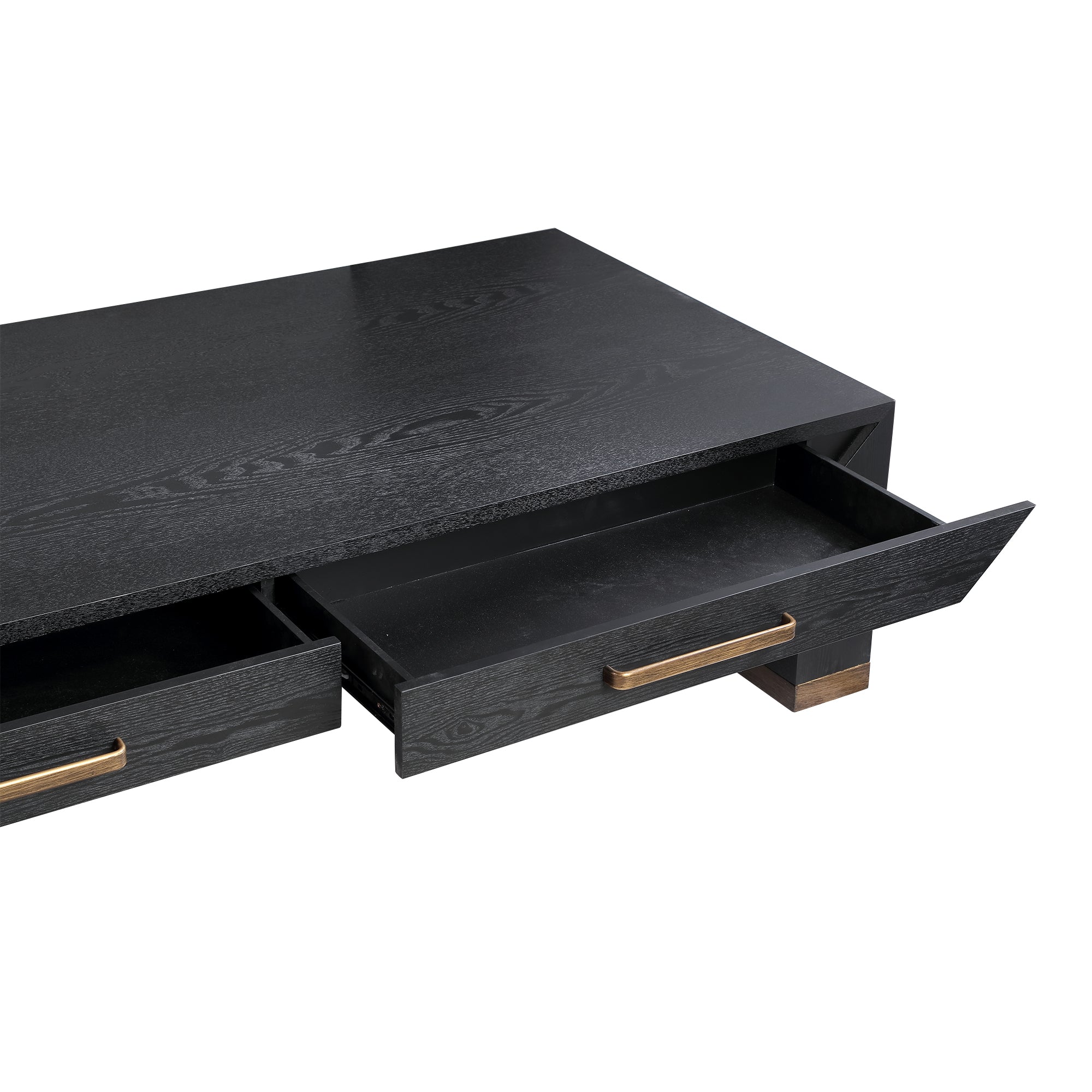 Tiess Black Wooden Veneer Coffeetable 2 Drawers PTMD