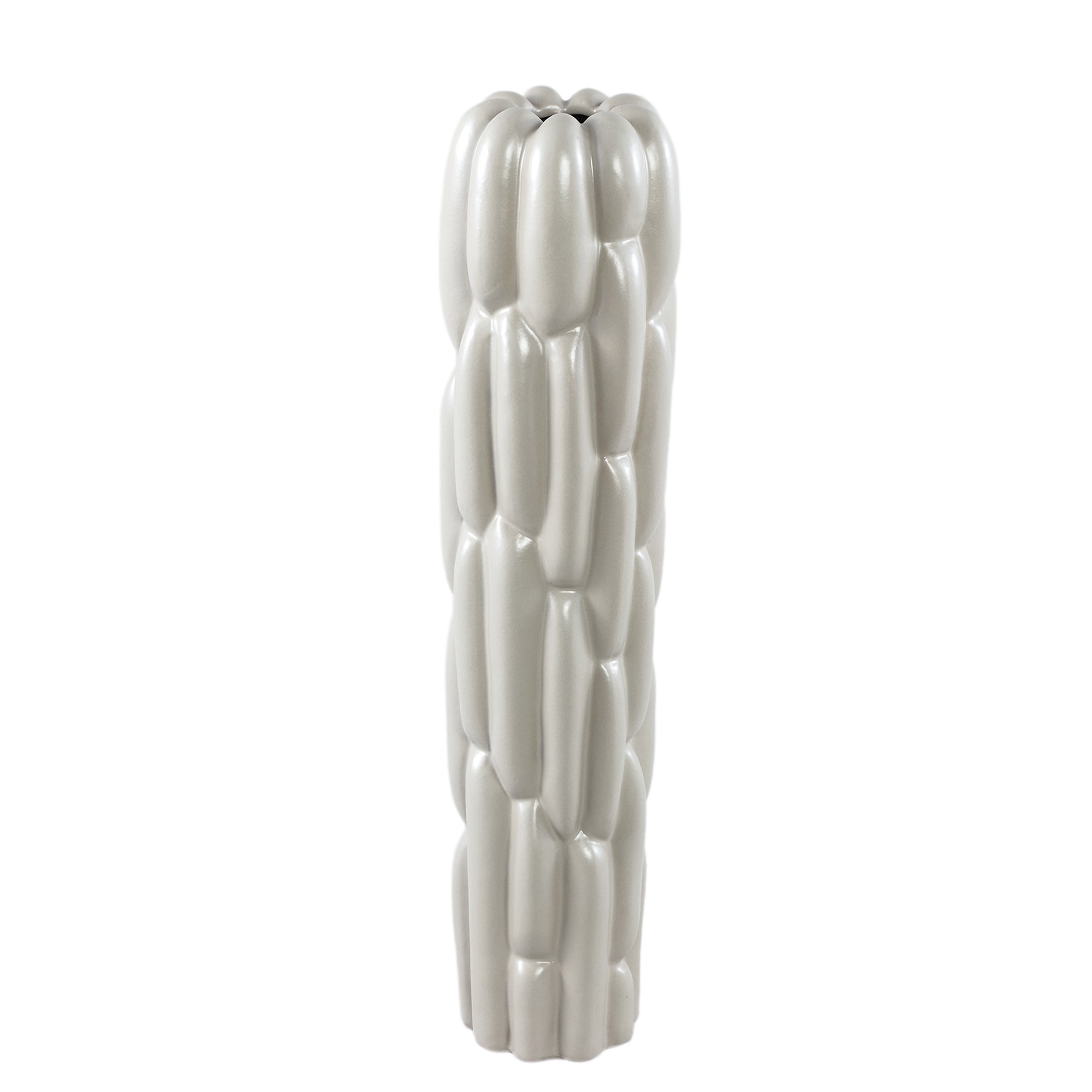 Seanis Grey Round Ceramic Vase Block Pattern M 14.5x14.5x61cm PTMD