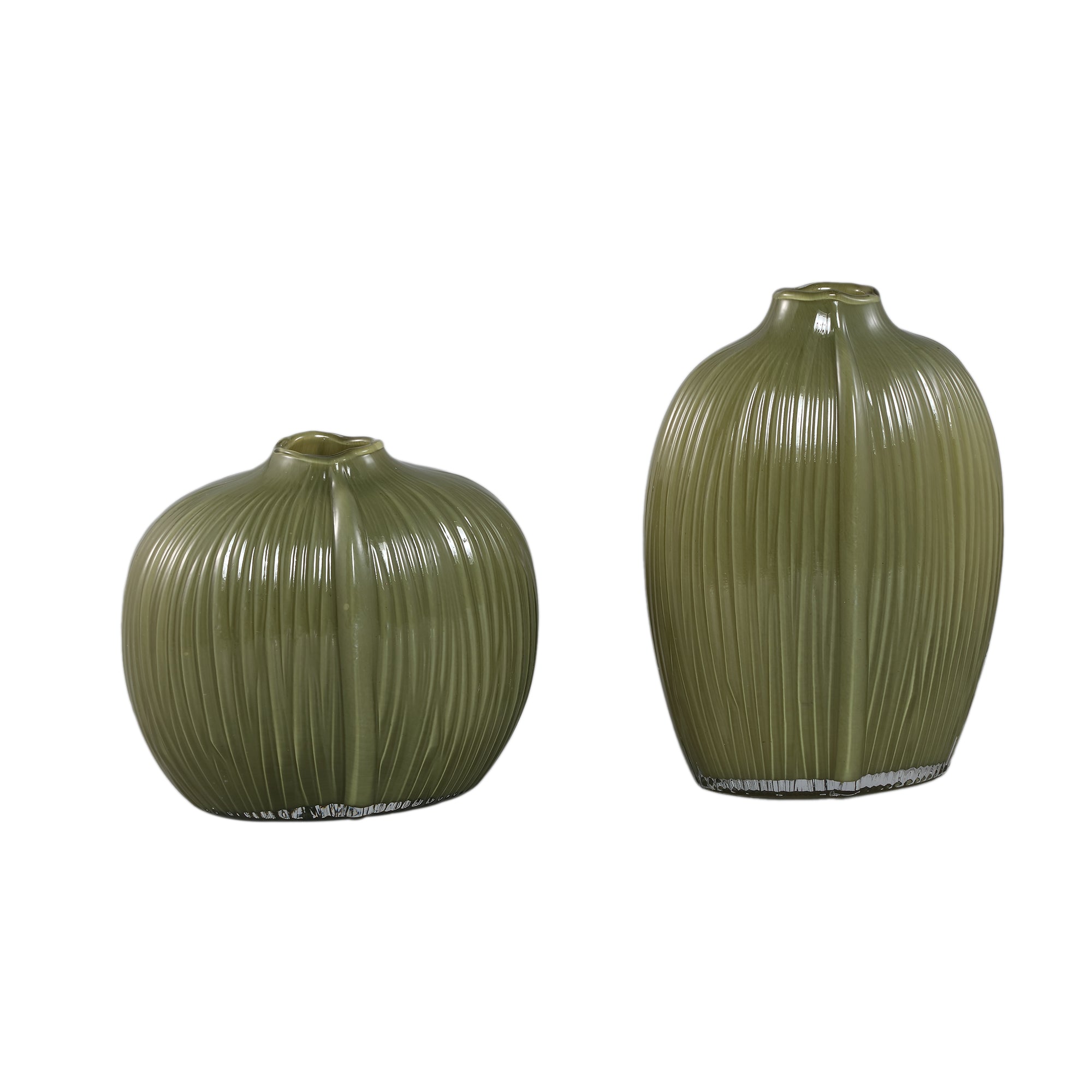 Vaas Jalisia Olijf Glas Ovaal Ribbel Hoog PTMD