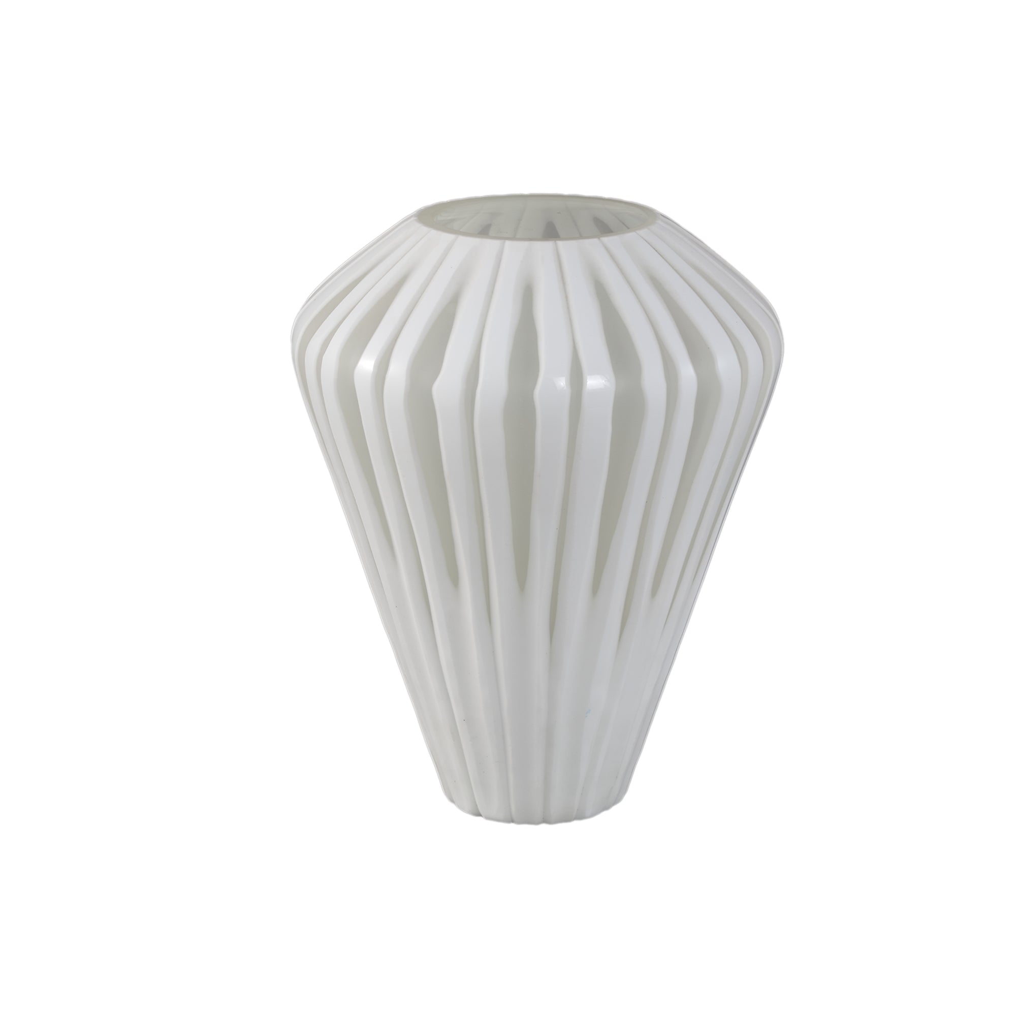 Ireka White Handcut Solid Glass Angular Round M PTMD