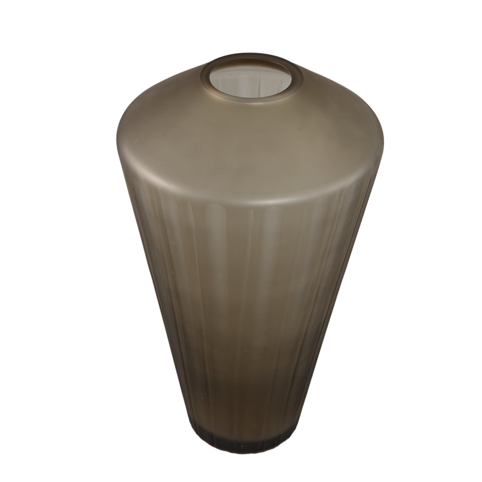 Damiri Brown Glass Handcut Vase Lines L PTMD