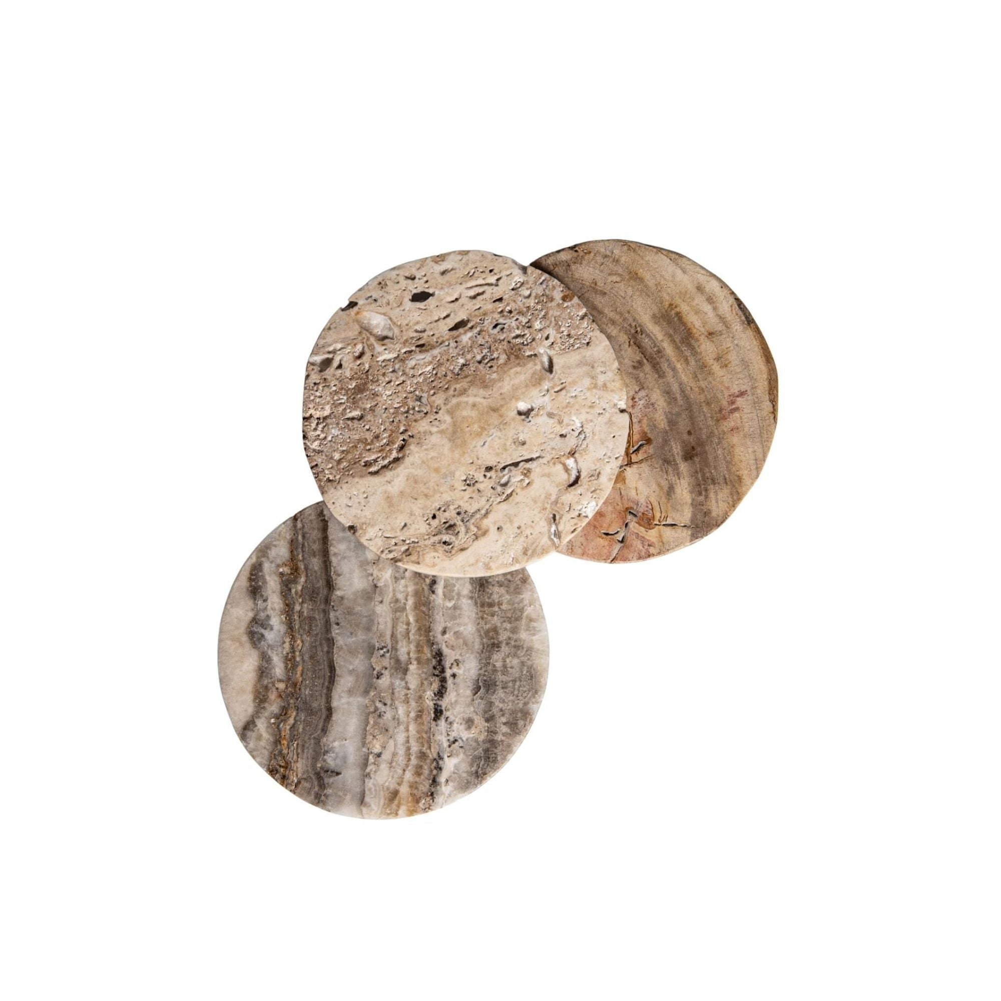 Onderzetters Jaidan Naturel Versteend Hout Set van 3 PTMD
