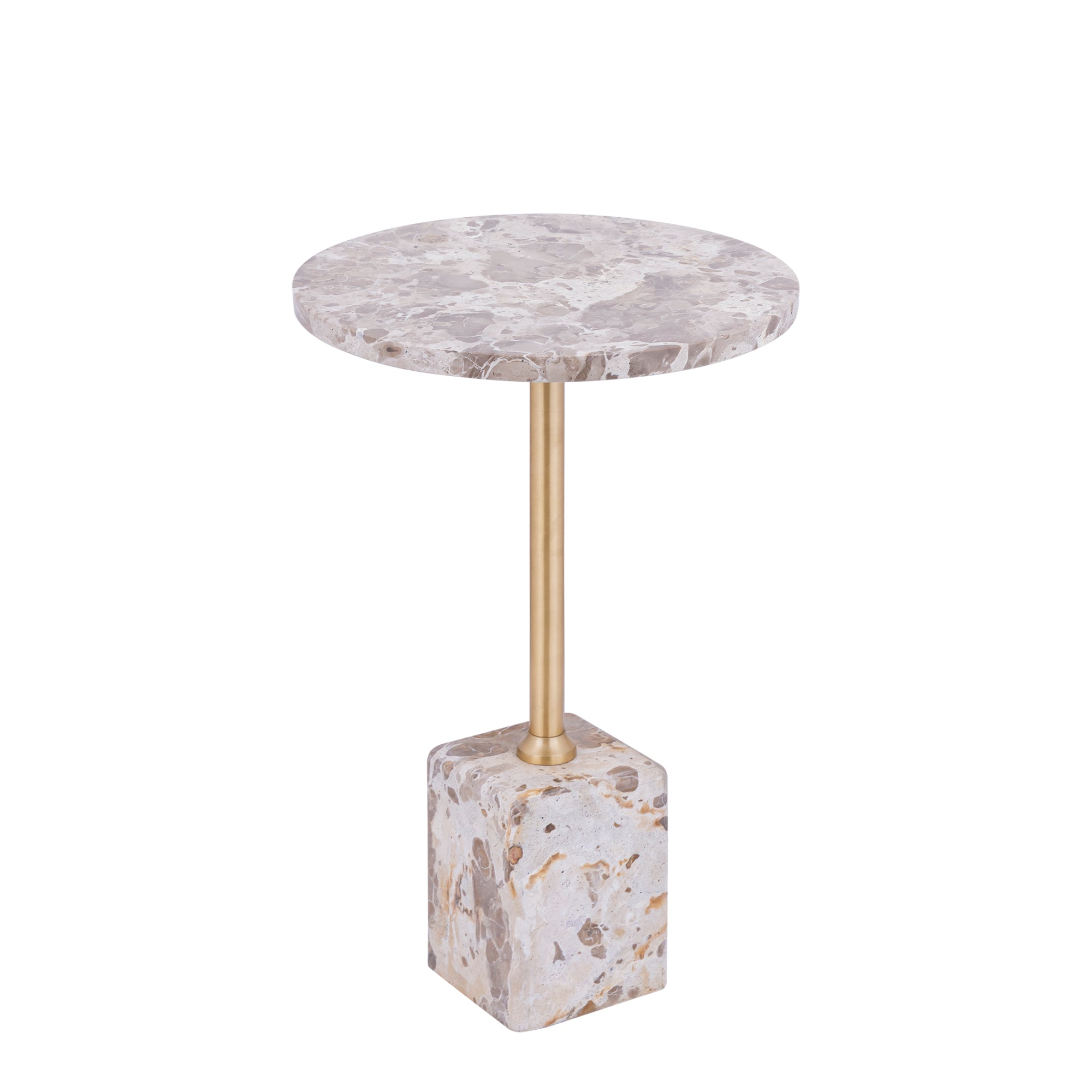 Bijzettafel Ebe Beige Marmer Rond Laag PTMD