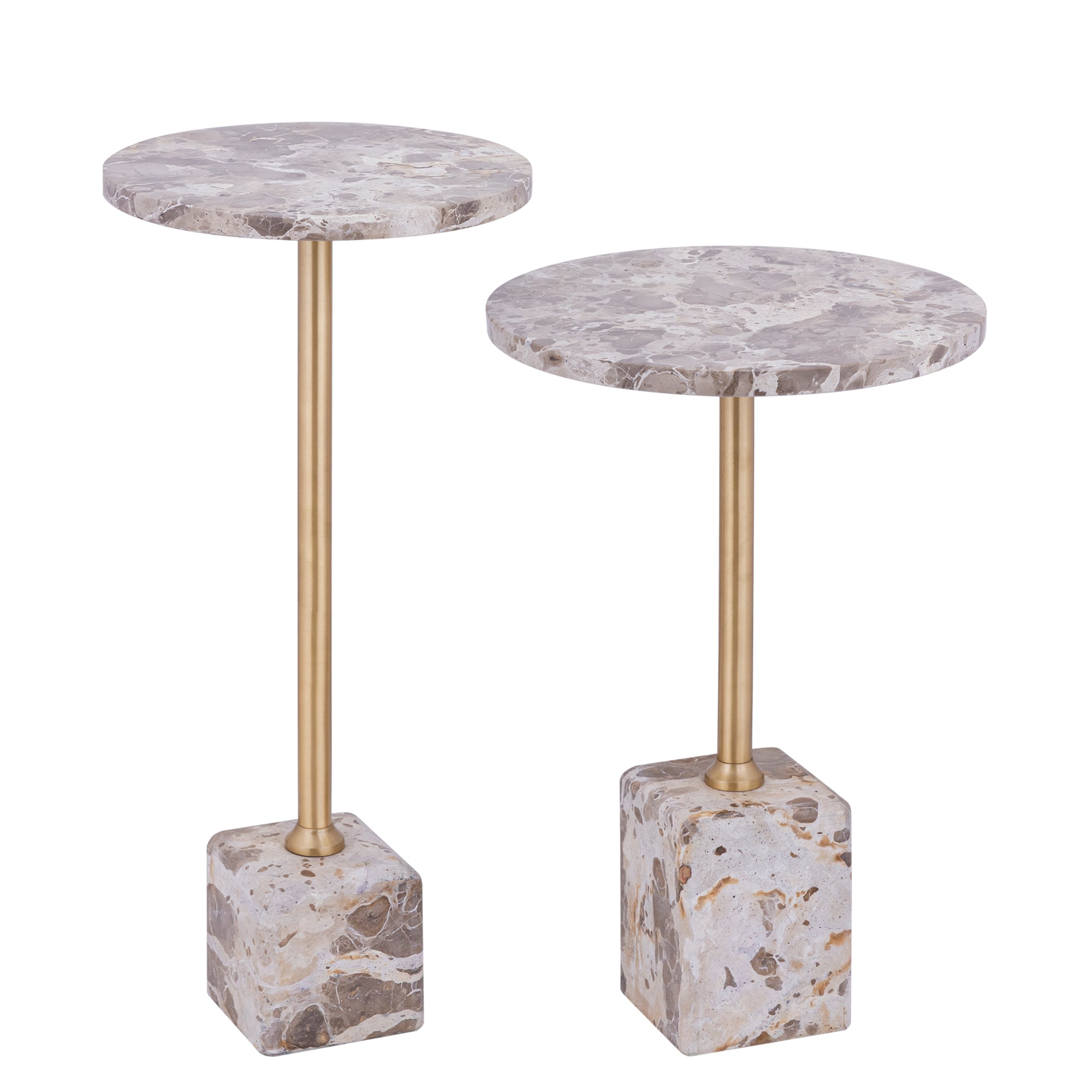 Bijzettafel Ebe Beige Marmer Rond Laag PTMD