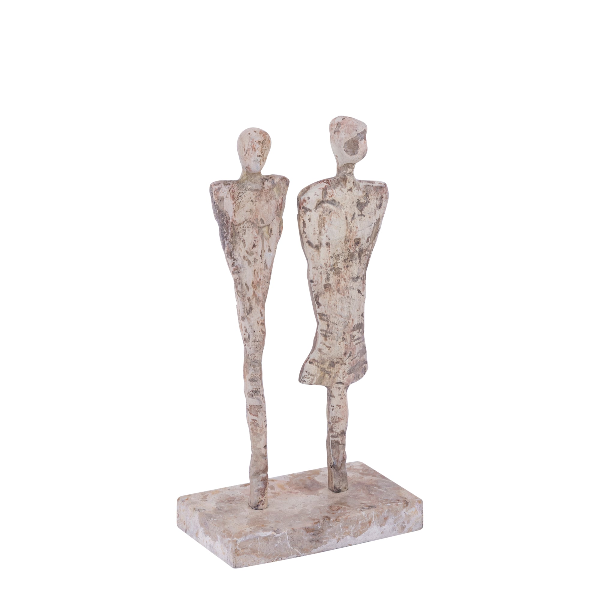 Beeld Darriel Beige Aluminium Koppel Op Marmeren Voet PTMD