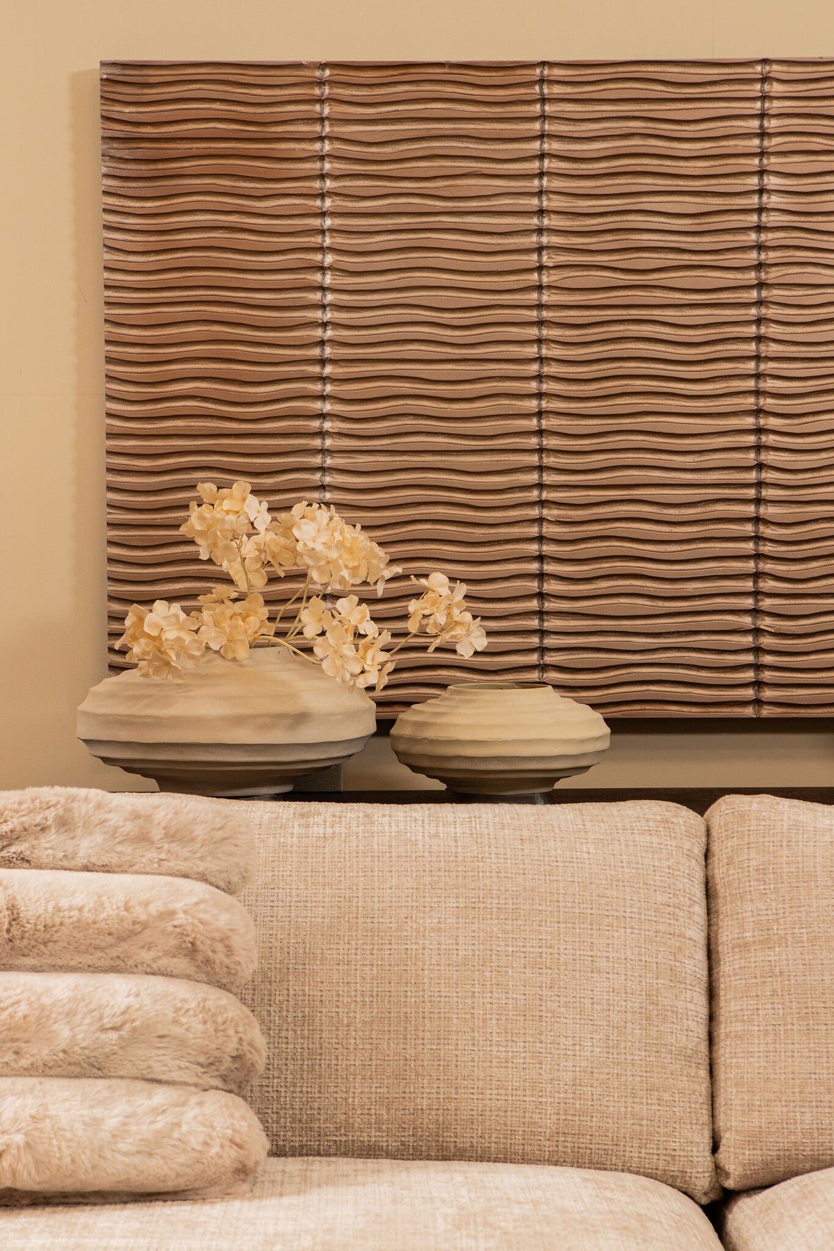 Kussen Divvo Beige Brede Rib Vierkant PTMD