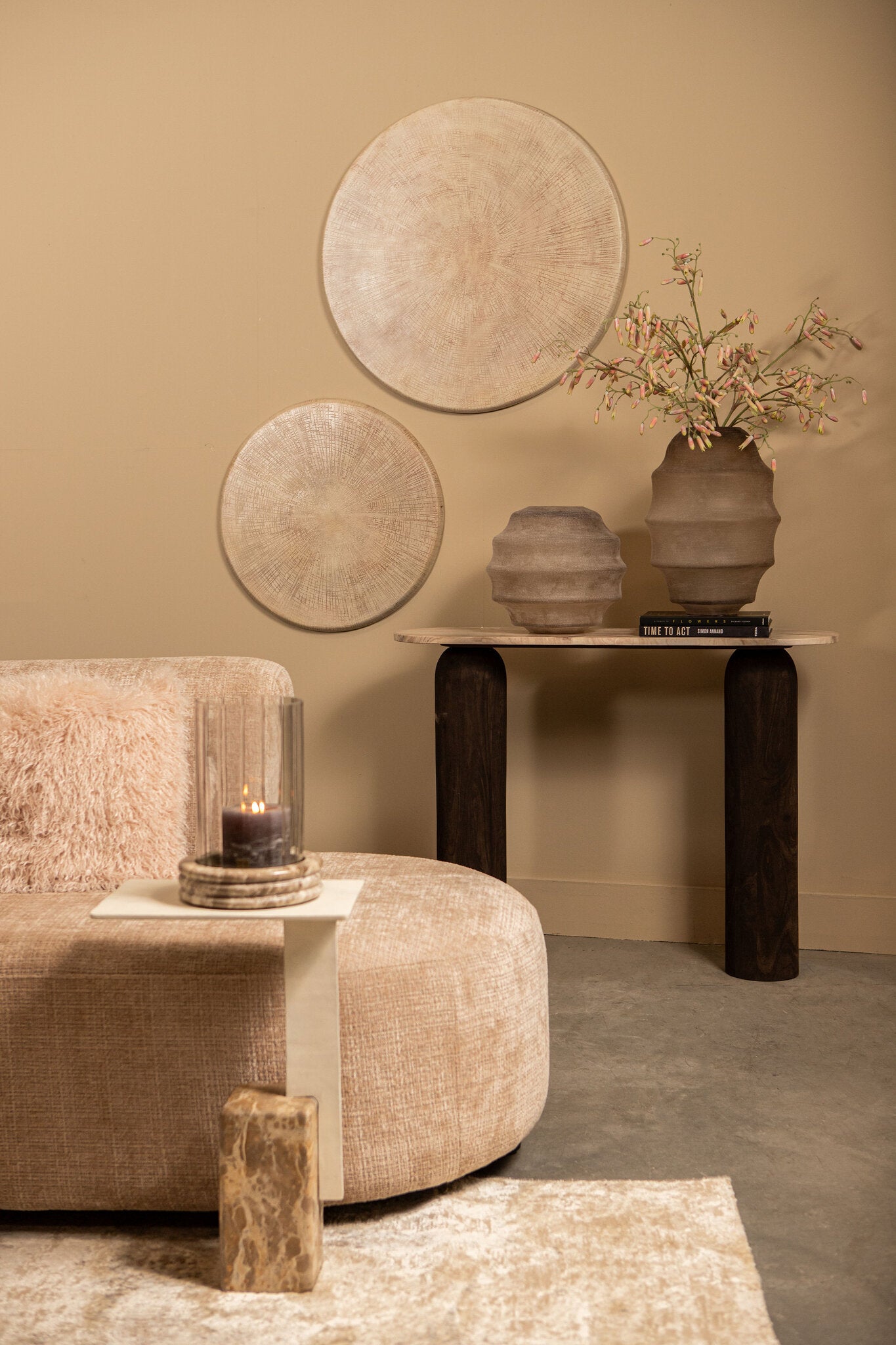 Rond Wandpaneel Raizo Aluminium Beige Large PTMD