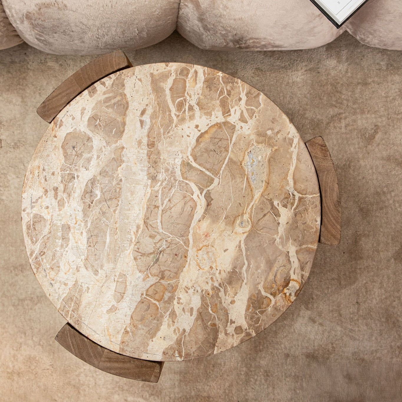 Bijzettafel Javina Naturel Marmer Ø52cm PTMD