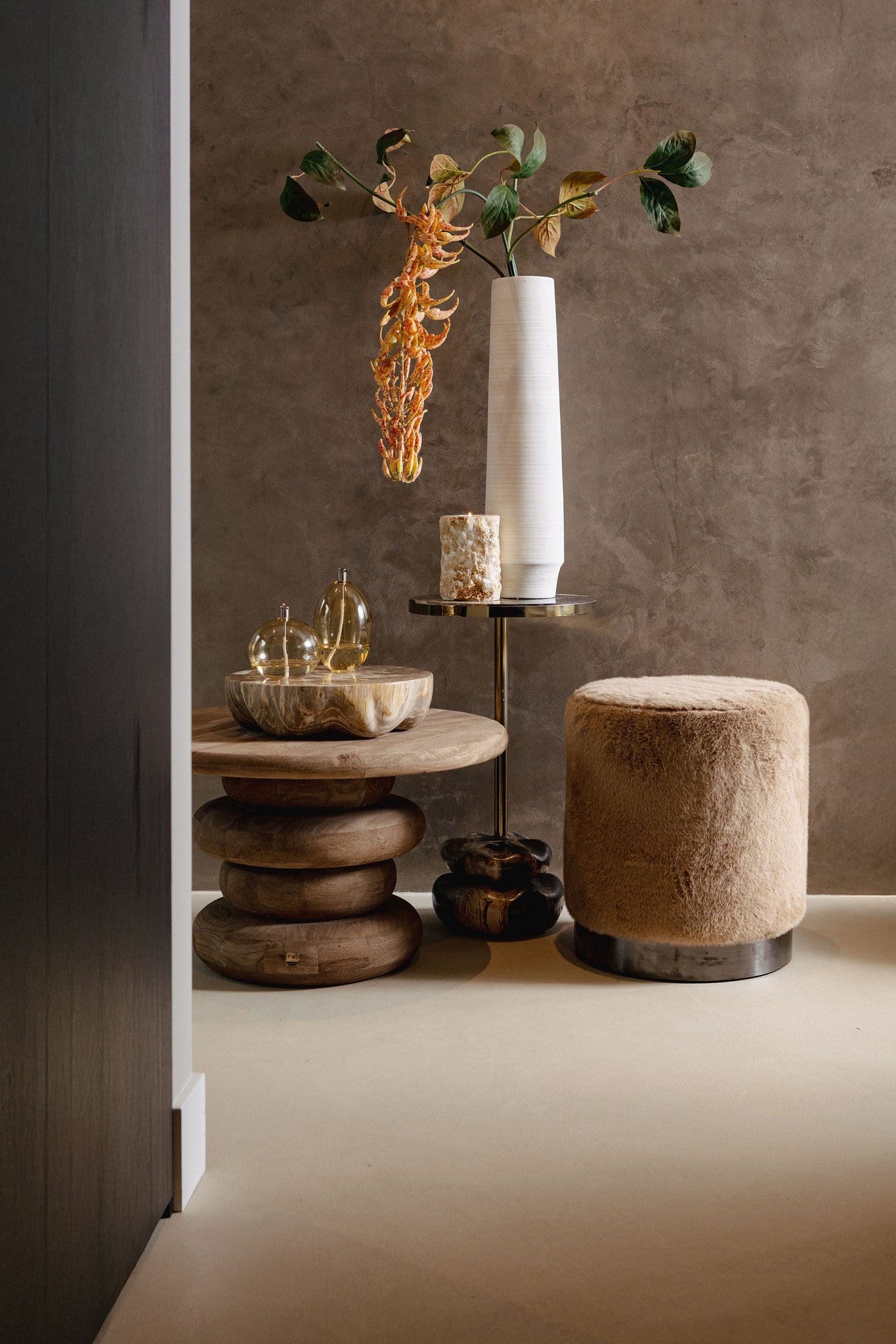 Salontafel Keven Naturel Mango Hout Ribbed Rond PTMD