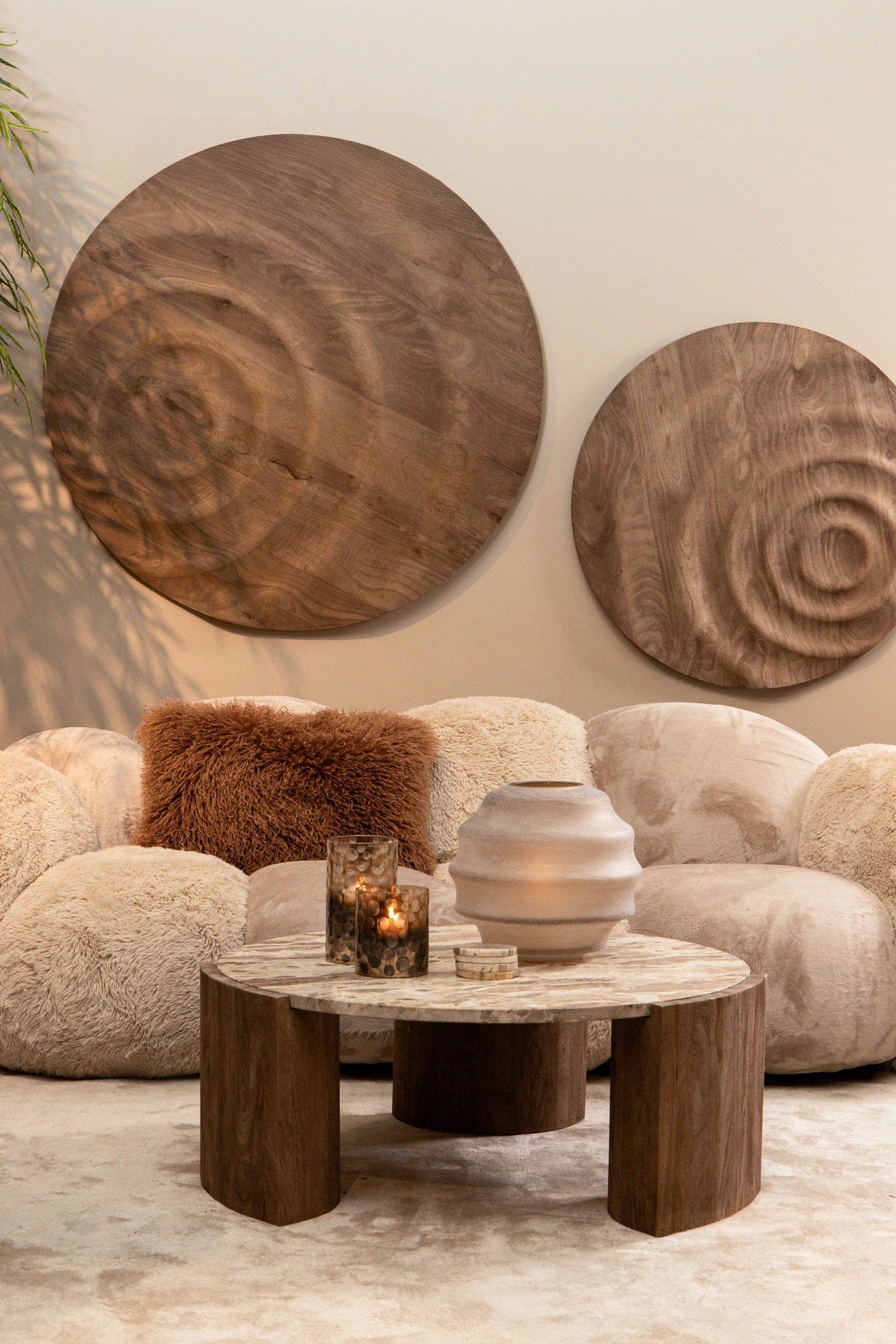 Rond Wandpaneel Mattin Mangohout Naturel Large PTMD
