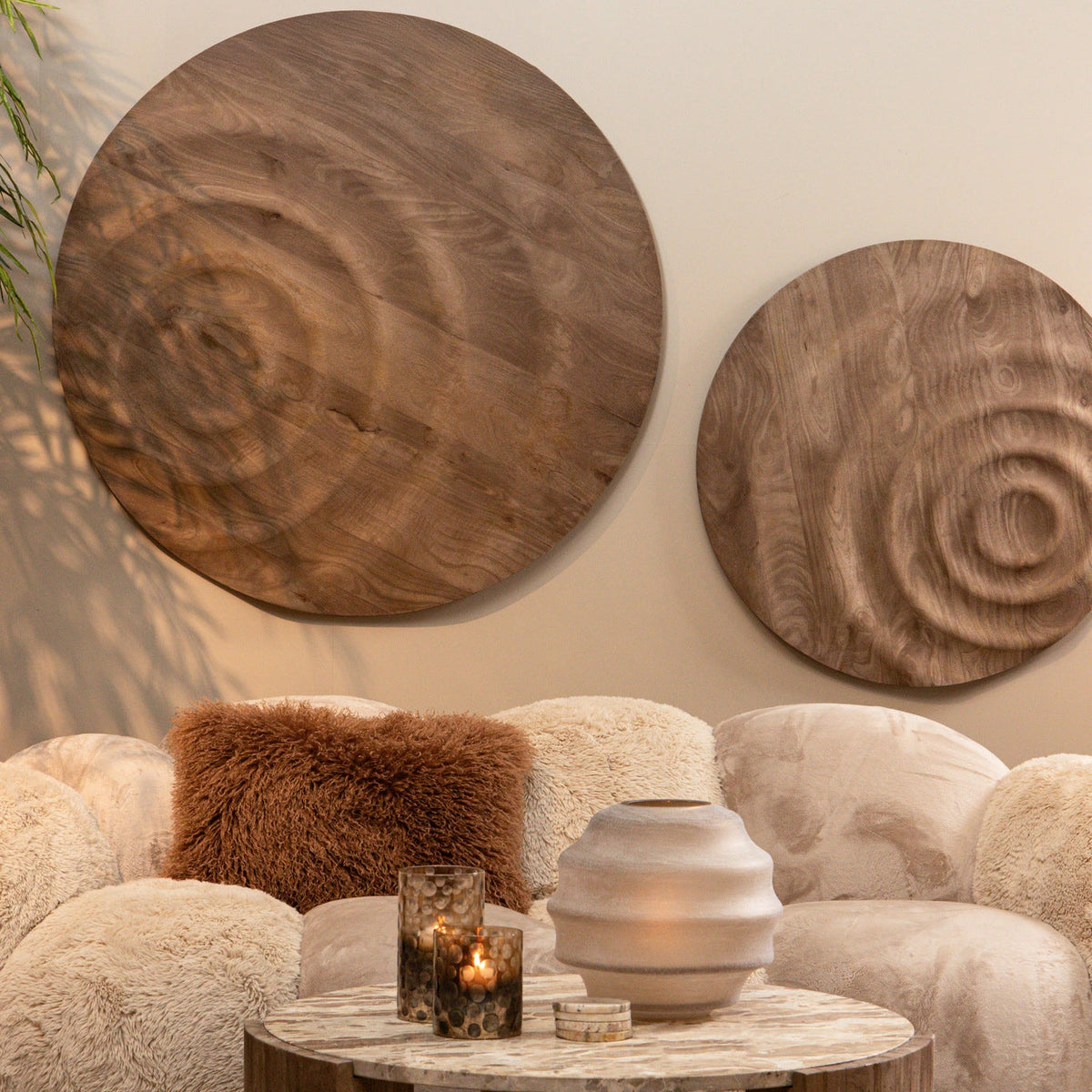 Rond Wandpaneel Mattin Mangohout Naturel Small PTMD