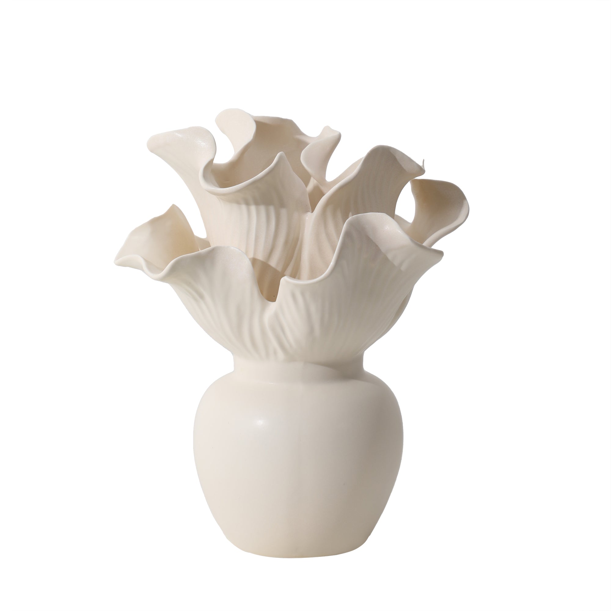 Elleen Cream Ceramic Organic Shaped Vaas PTMD