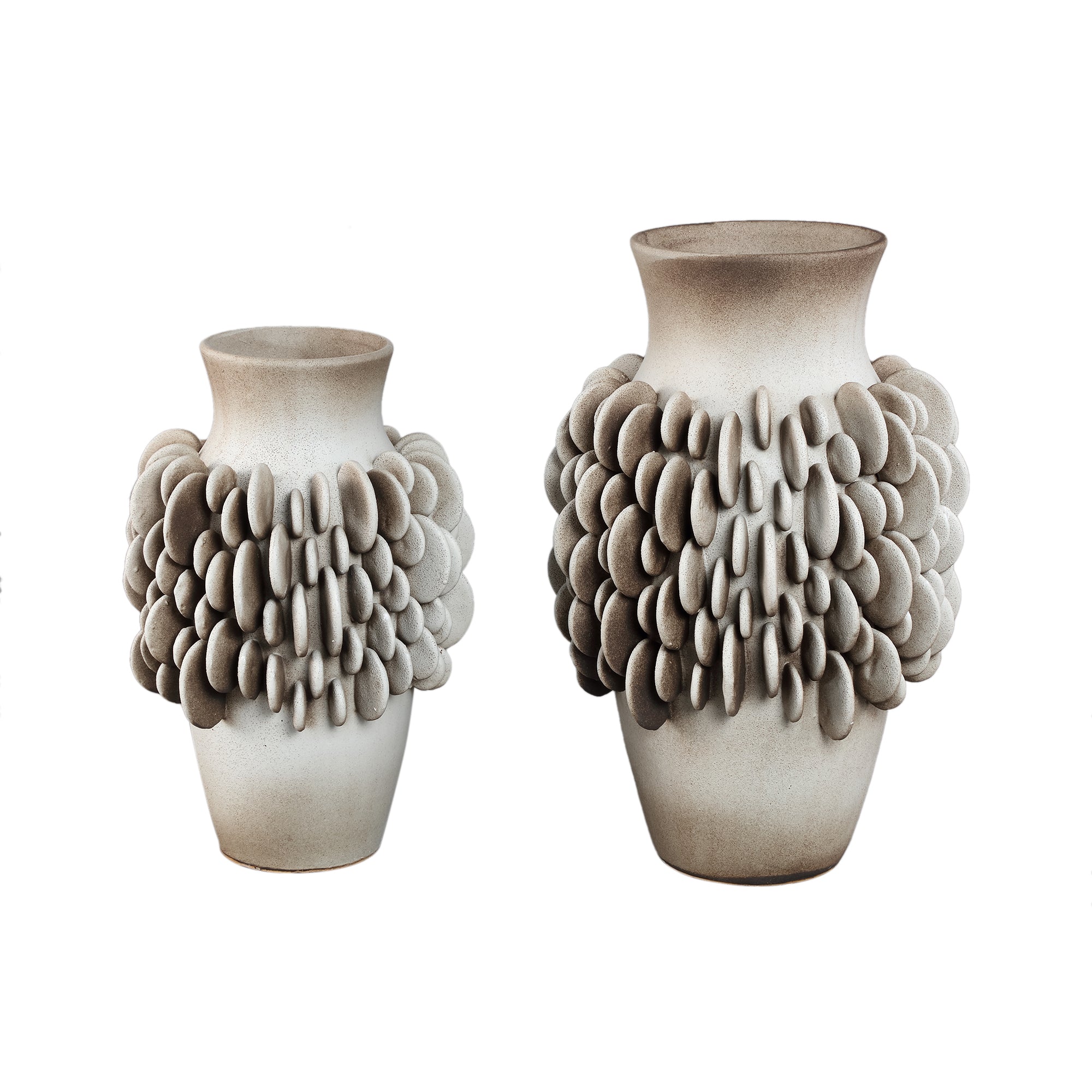 Wina Beige Ceramic Vase With Round Scales High L PTMD