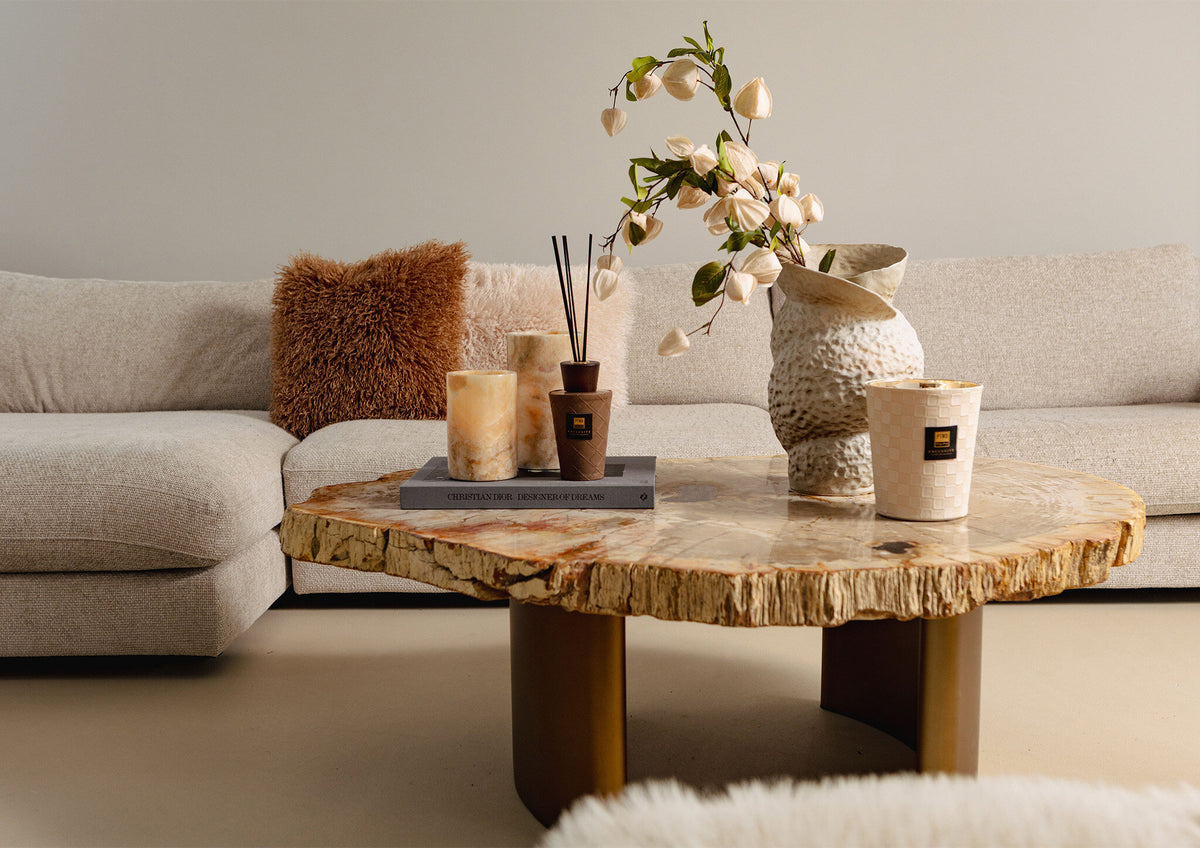 Salontafel Yoel Naturel Versteend hout Bras Base PTMD