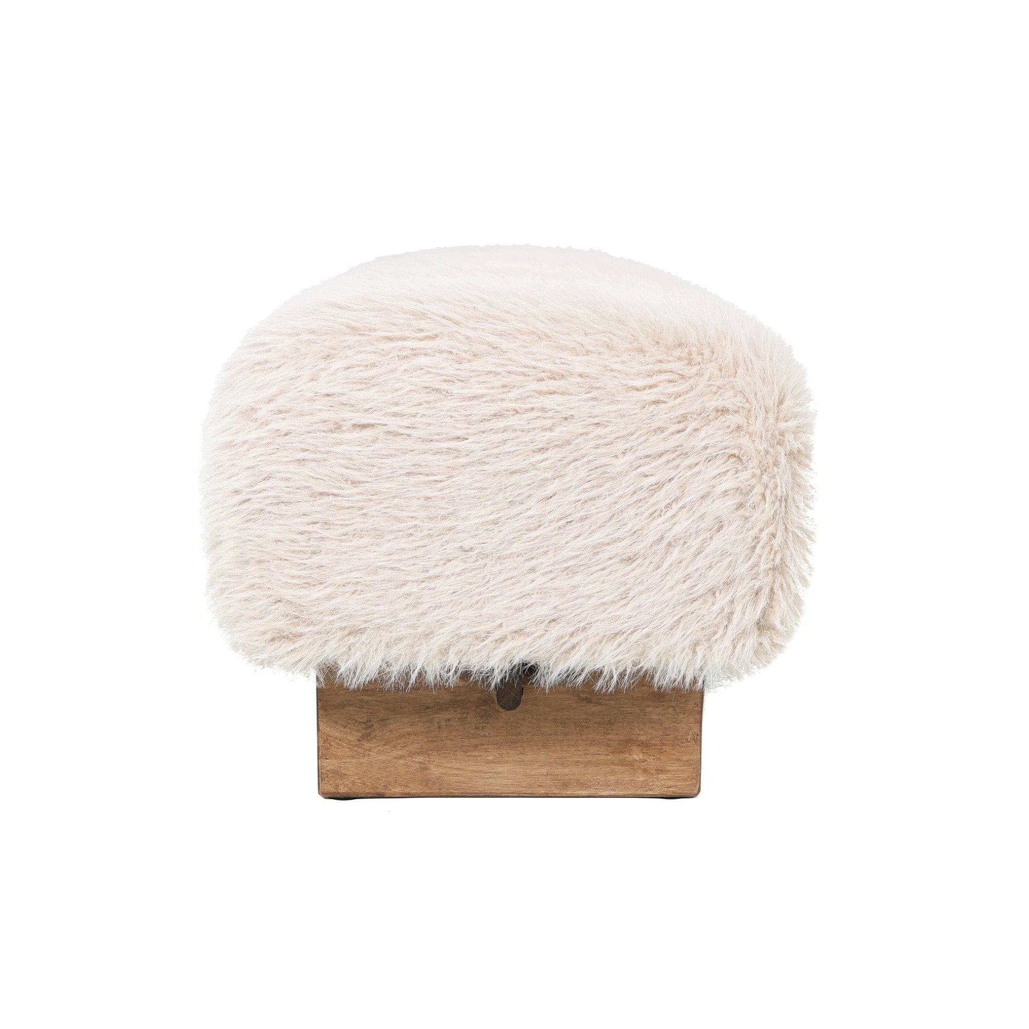 Hair Beige Fabric Bench With Wooden Legs PTMD