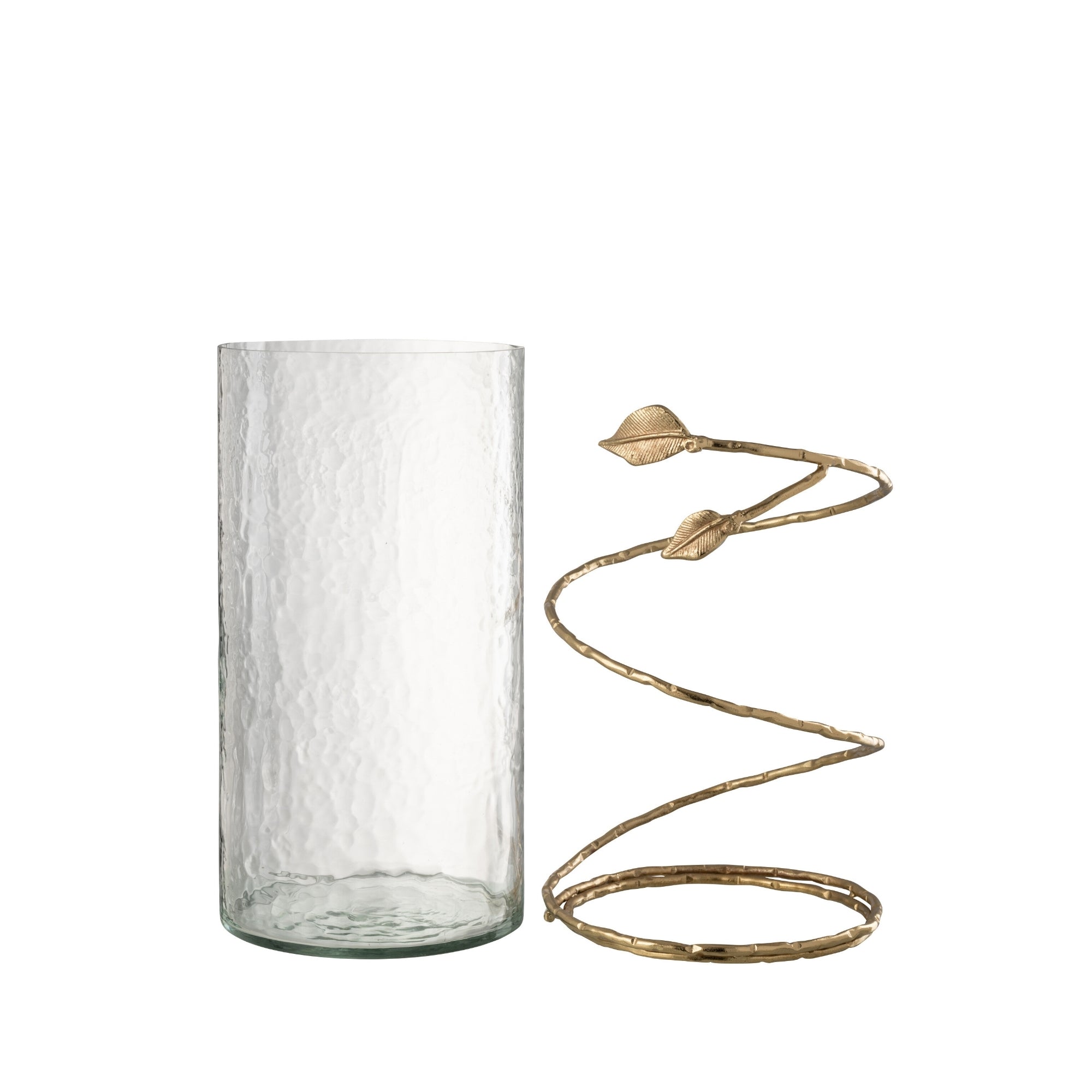 Glazen Windlichten met Gouden Bladeren Set van 3 J-Line