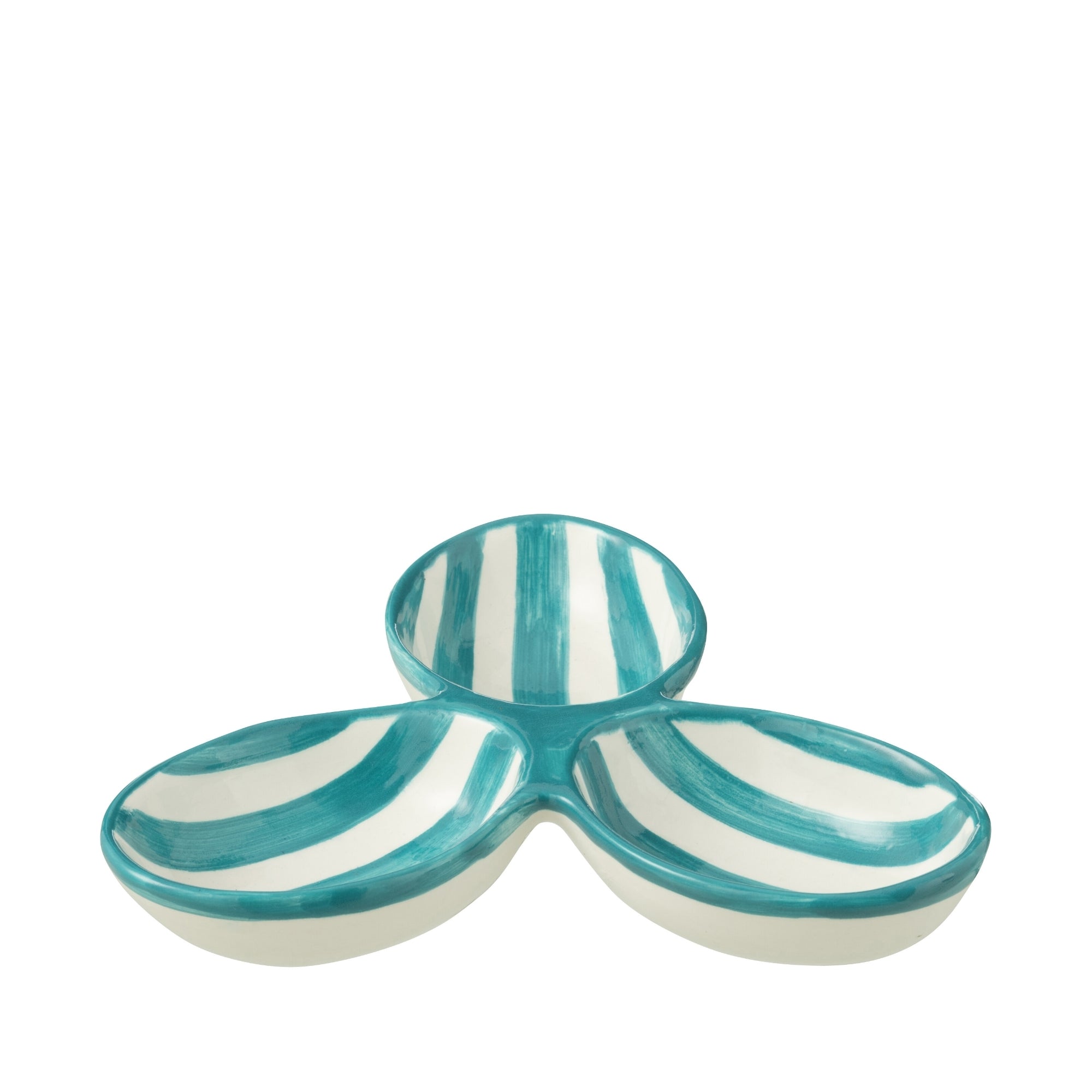 Apero Bakjes Granada Strepen Aqua/Wit Keramiek J-Line