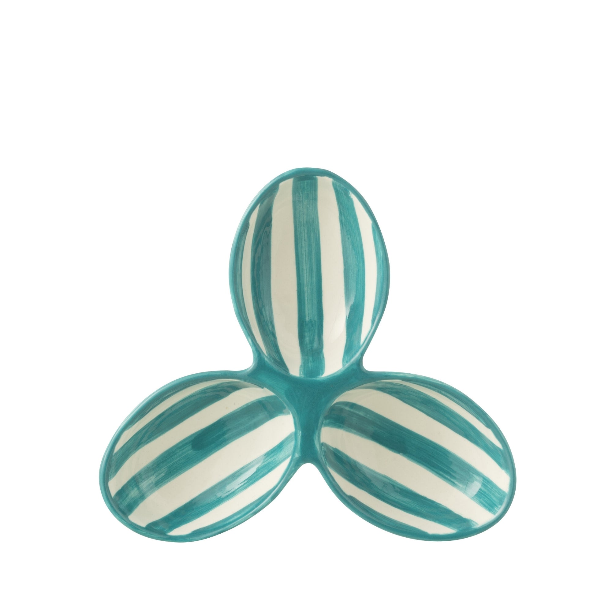 Apero Bakjes Granada Strepen Aqua/Wit Keramiek J-Line