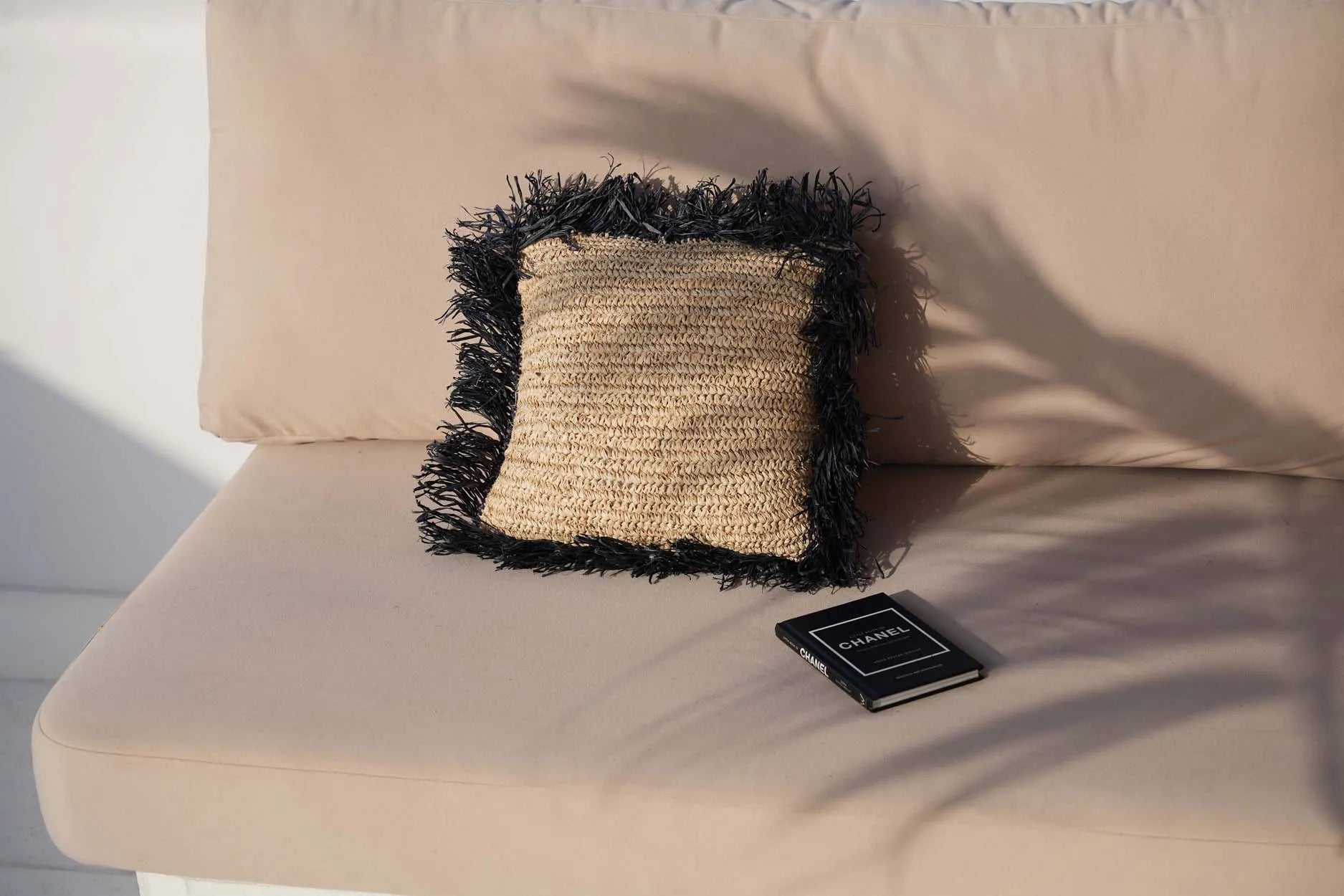 The Raffia Cushion Cover Square - Natural Black - 40x40