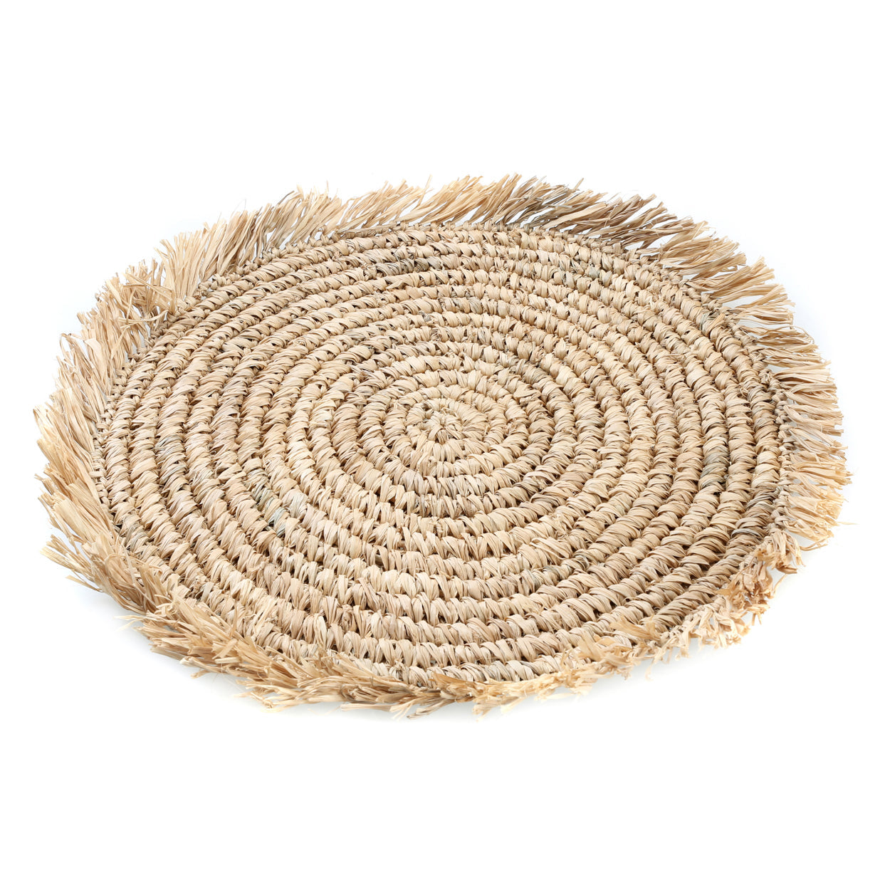 De Fringe Raffia Placemat Rond - Naturel Bazar Bizar
